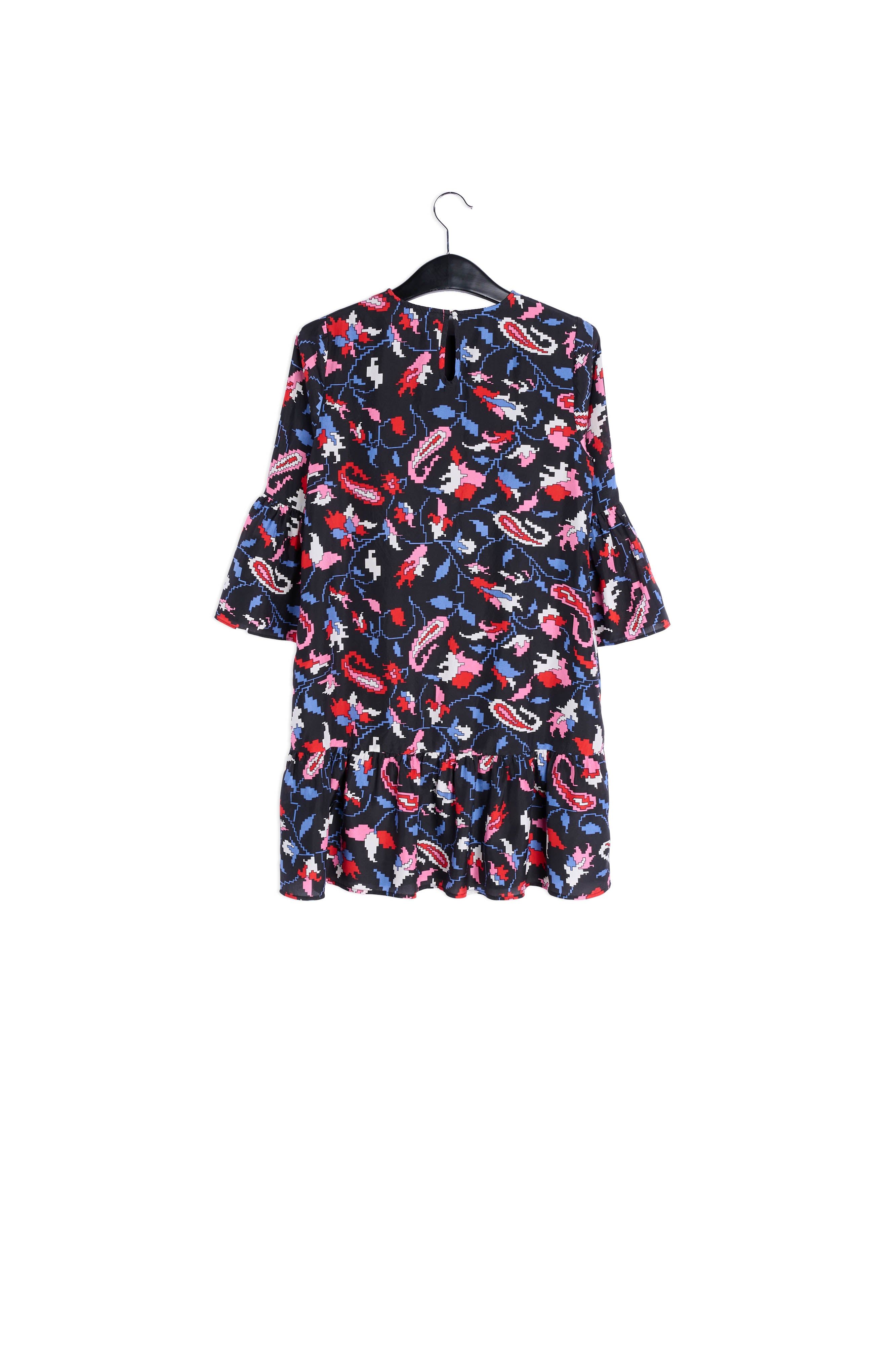 Bruine zijden gebloemde mini-jurk RE—SSENTIEL | Essentiel second hand