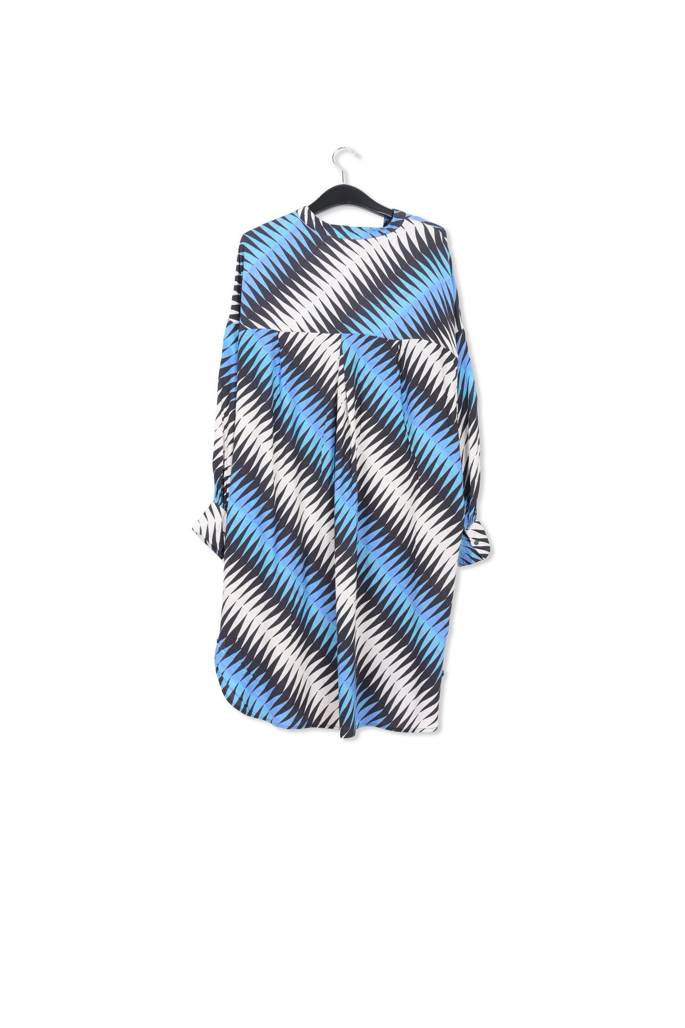 Robe à  imprimé graphique bleu, noir et blanc RE—SSENTIEL | Essentiel second hand