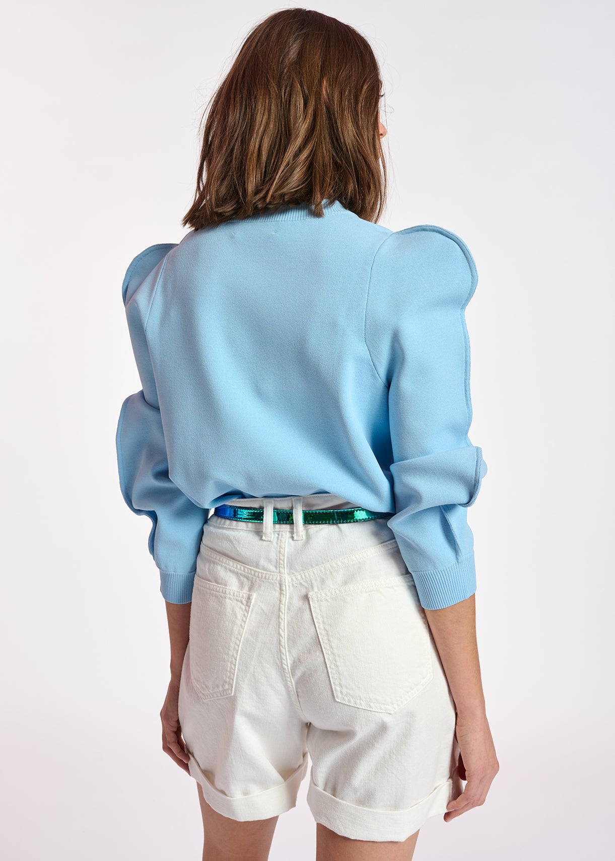 Pull bleu clair à  manches bouffantes RE—SSENTIEL | Essentiel second hand