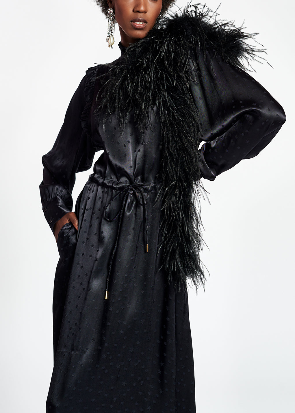 Black jacquard midi dress RE—SSENTIEL | Essentiel second hand