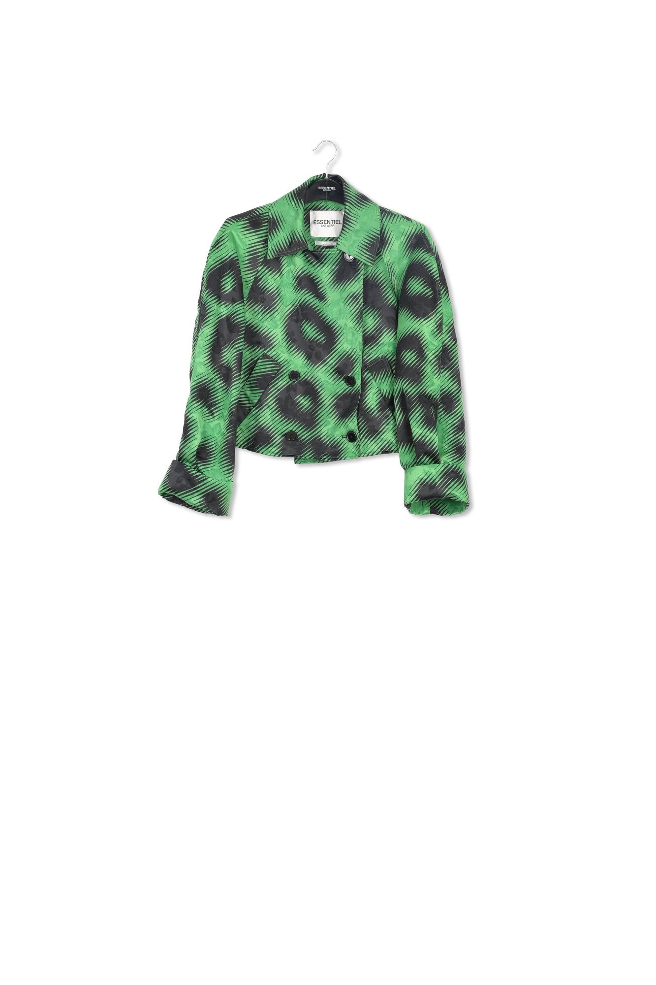 Veste en jacquard vert à  imprimé léopard RE—SSENTIEL | Essentiel second hand