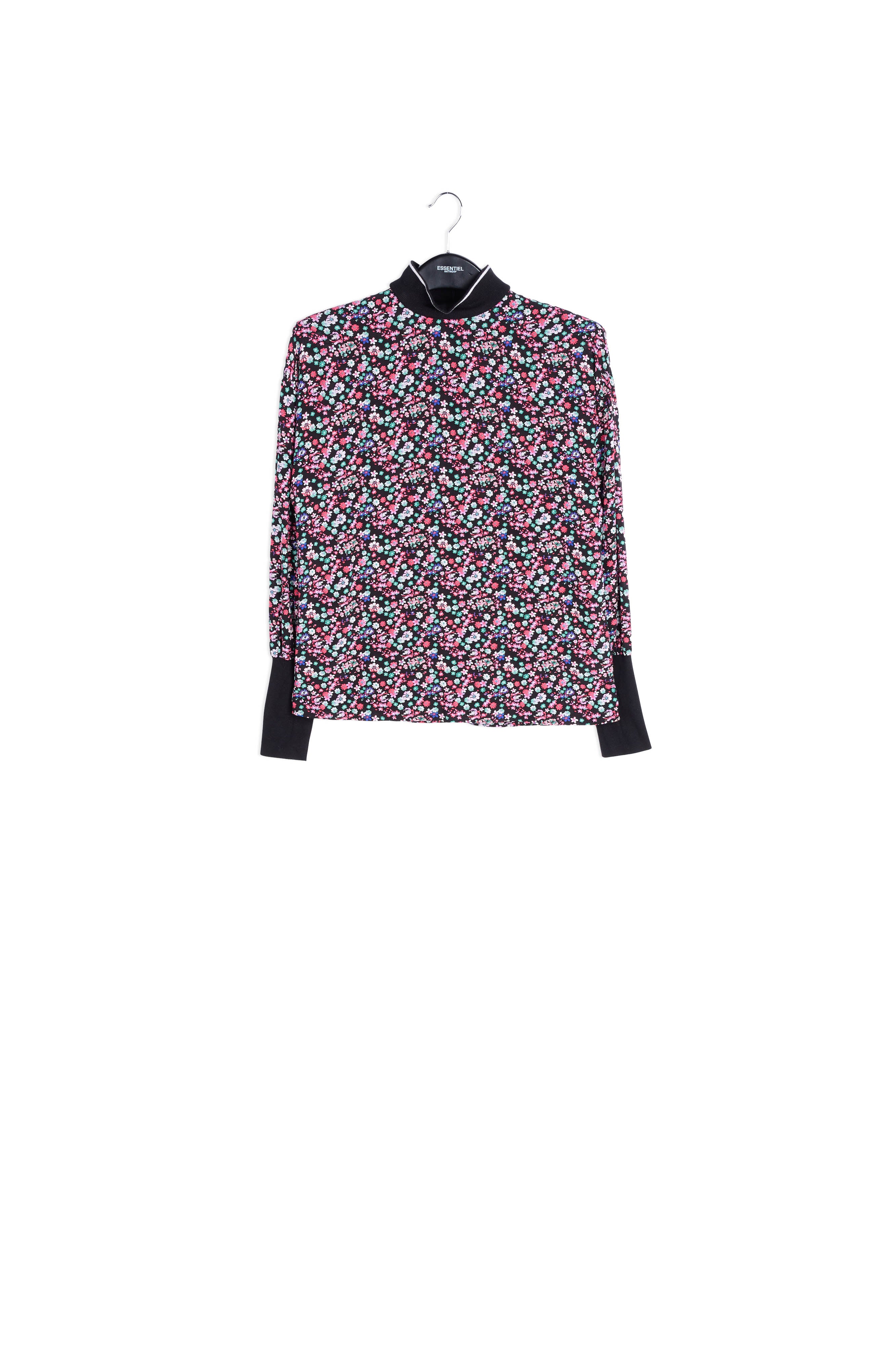 Top noir à fleurs avec bords contrastants RE—SSENTIEL | Essentiel second hand
