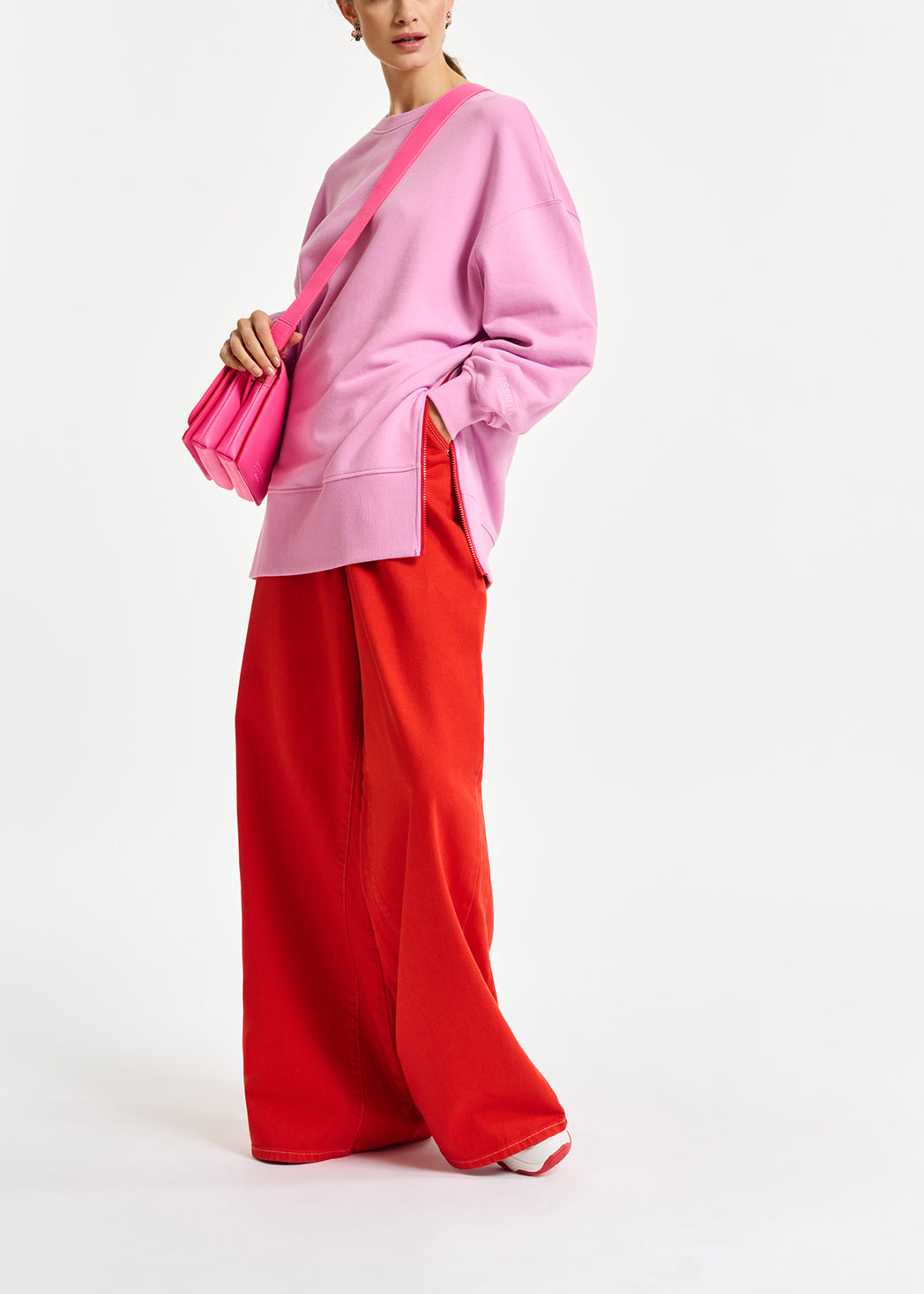 Light pink organic cotton sweatshirt with boxy cut RE—SSENTIEL | Essentiel second hand