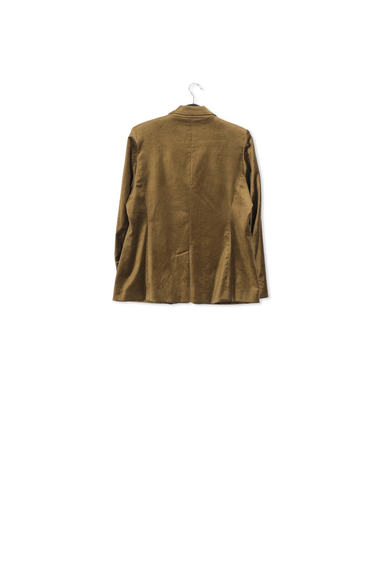 Khaki slim-fit velvet blazer RE—SSENTIEL | Essentiel second hand