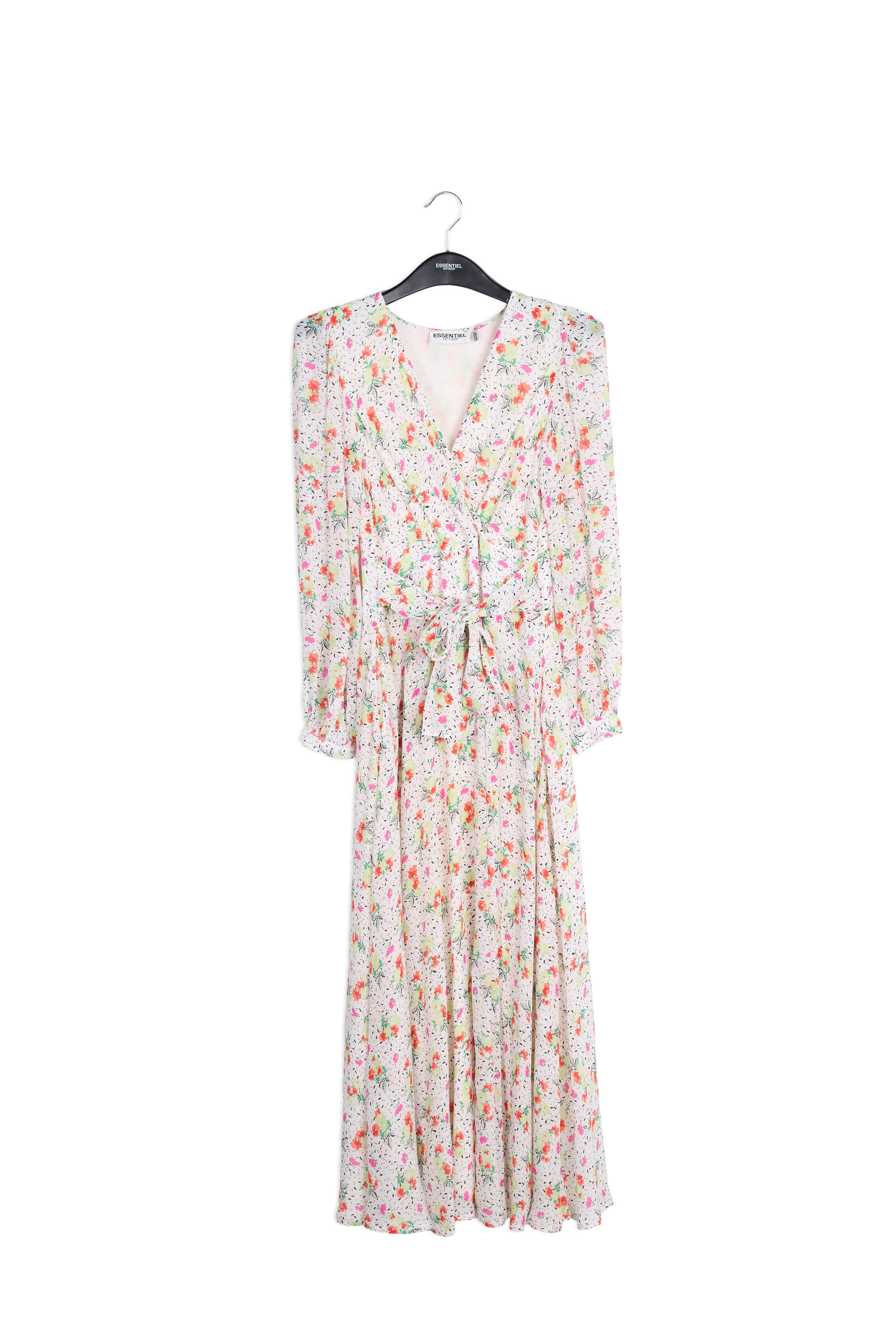 Off-white floral-print wrap maxi dress RE—SSENTIEL | Essentiel second hand