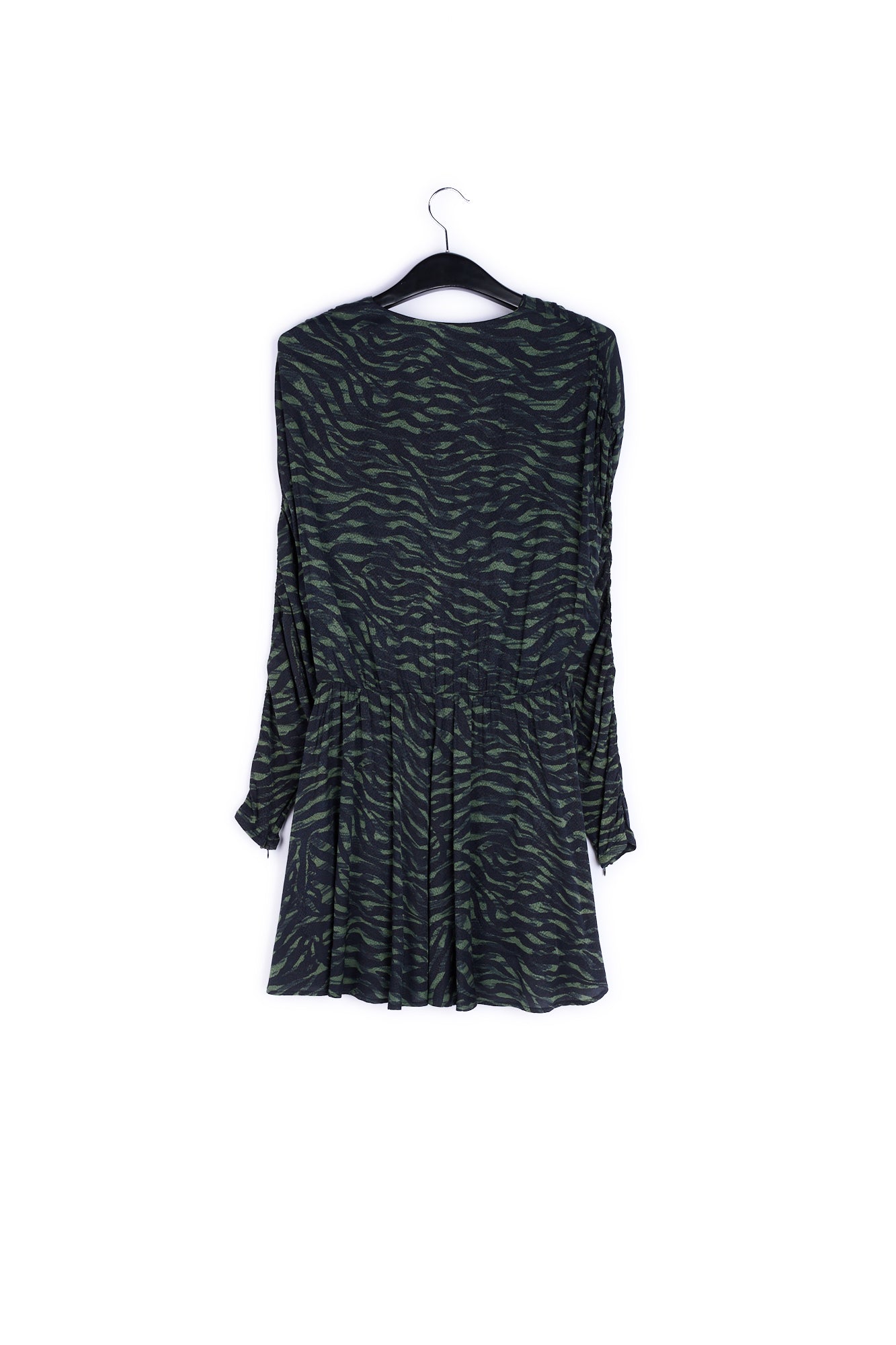 Mini-jurk met kaki en zwarte zebraprint RE—SSENTIEL | Essentiel second hand