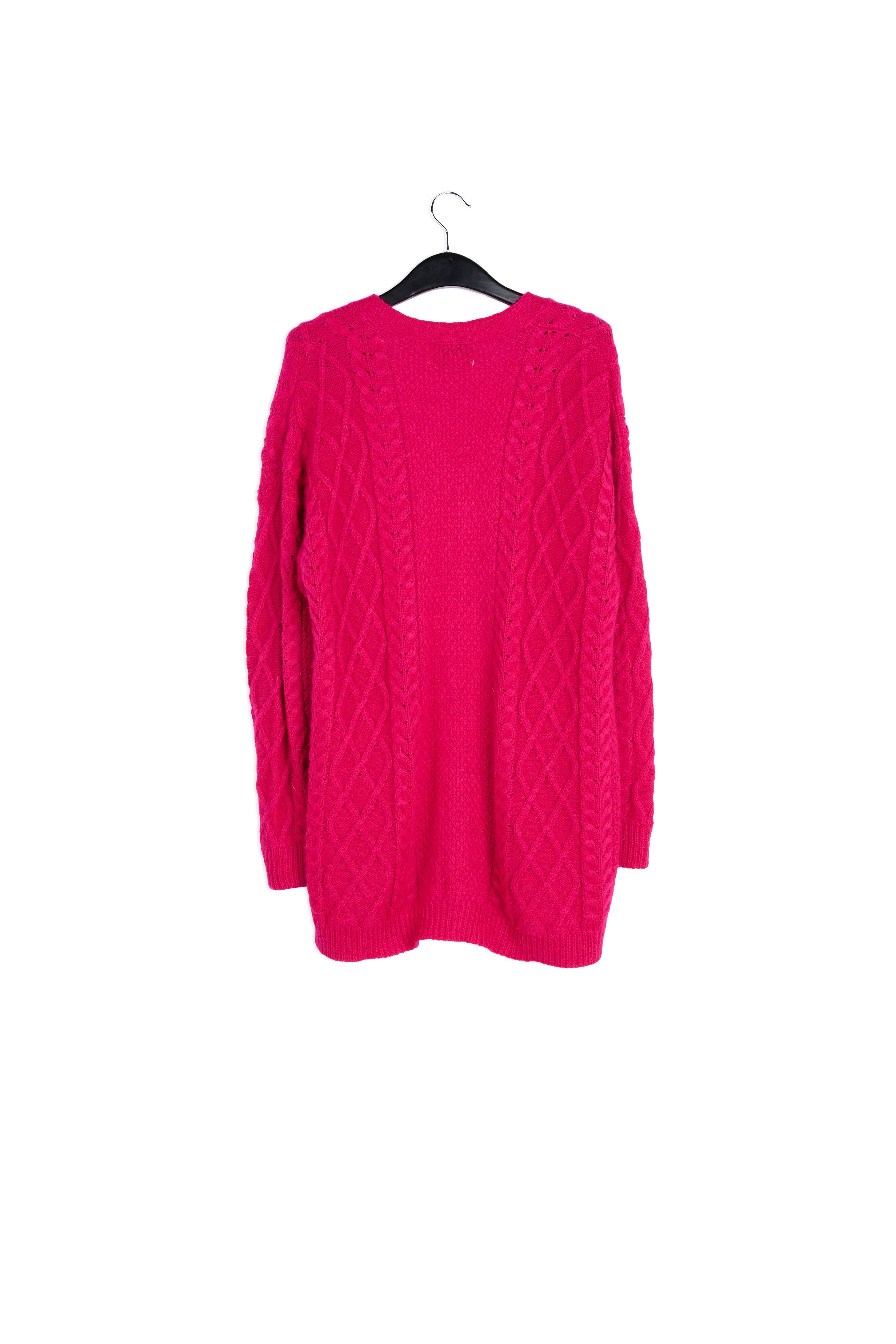 Cardigan fuchsia au tricot torsadé RE—SSENTIEL | Essentiel second hand