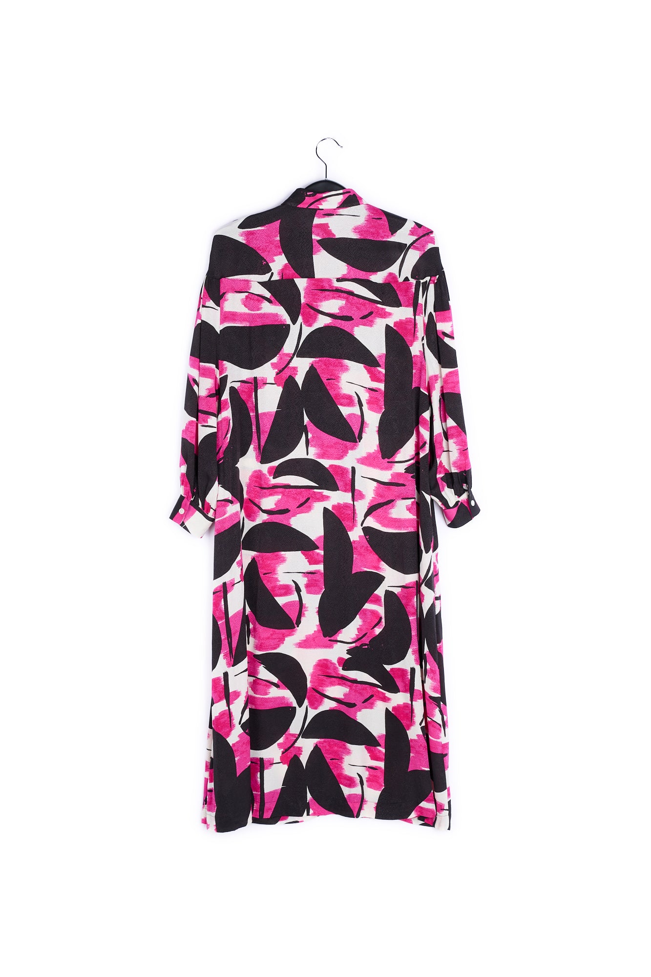 Fuchsia, black and white abstract print midi dress RE—SSENTIEL | Essentiel second hand