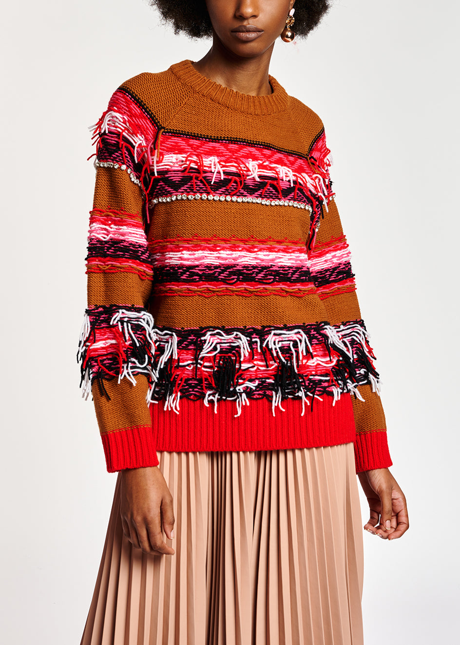 Pull à l'envers camel, rouge et blanc RE—SSENTIEL | Essentiel second hand