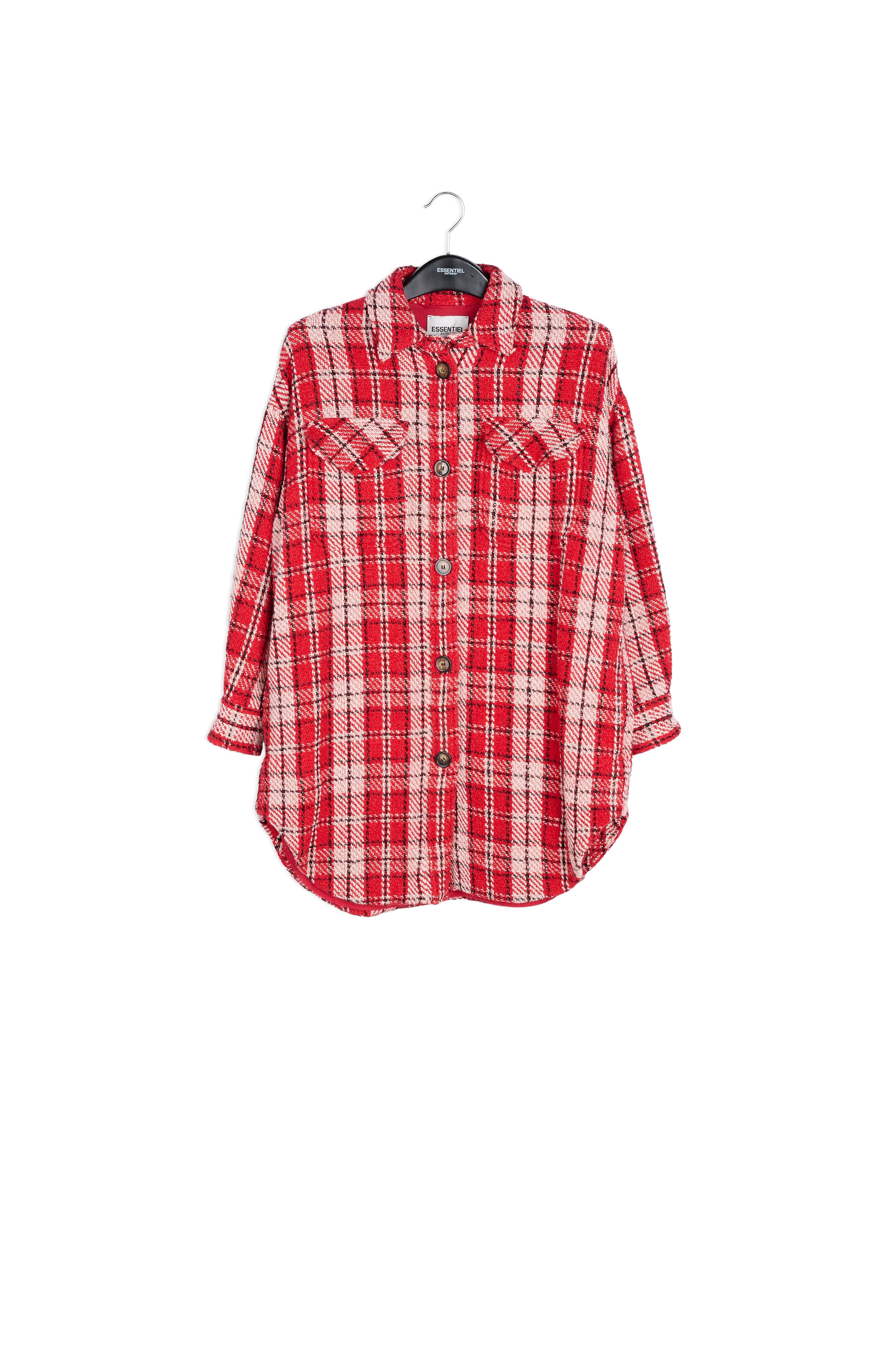 Chemise oversize à carreaux rouge, blanc cassé et noir RE—SSENTIEL | Essentiel second hand