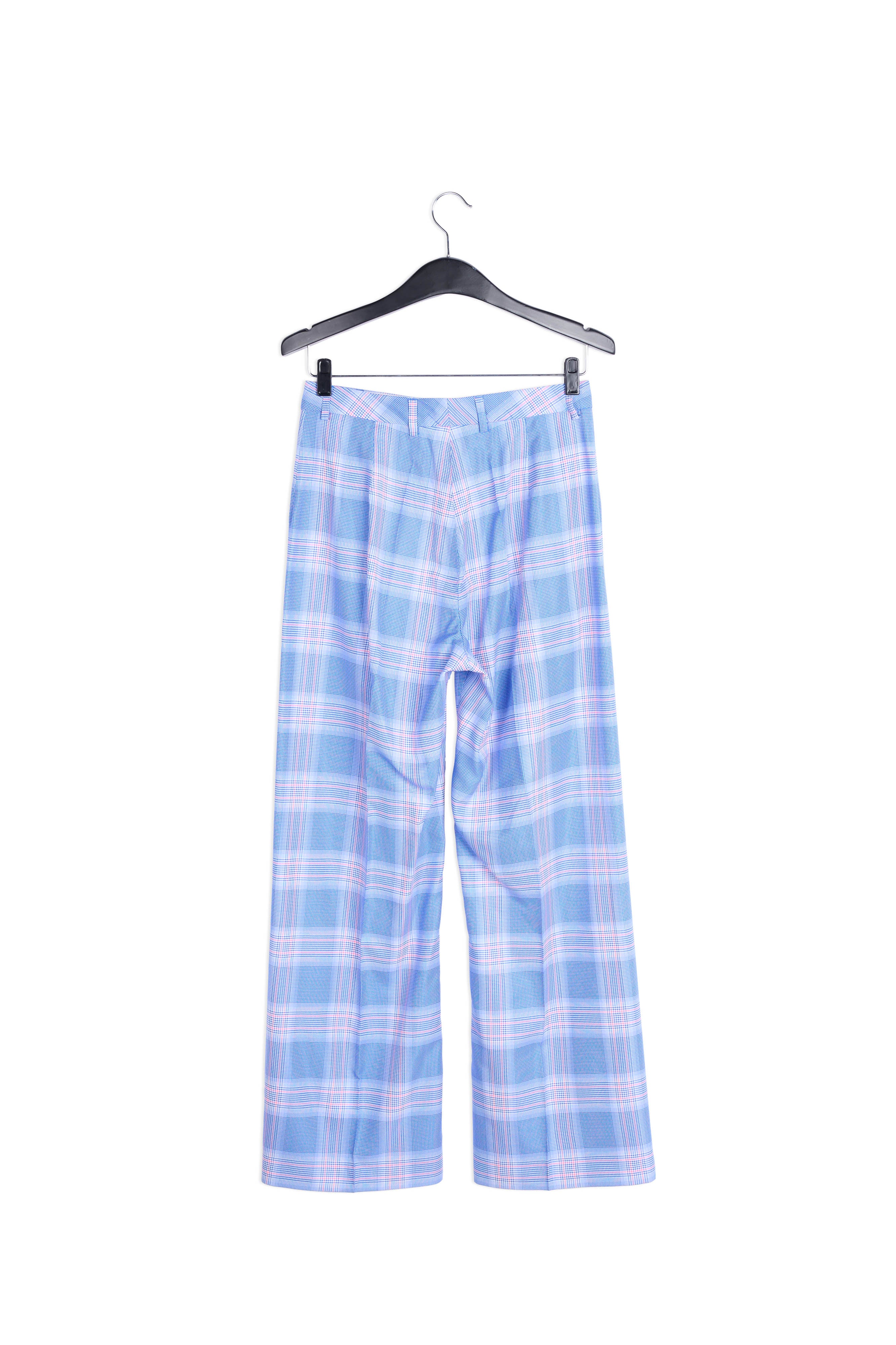 Blue plaid wide-leg pants RE—SSENTIEL | Essentiel second hand