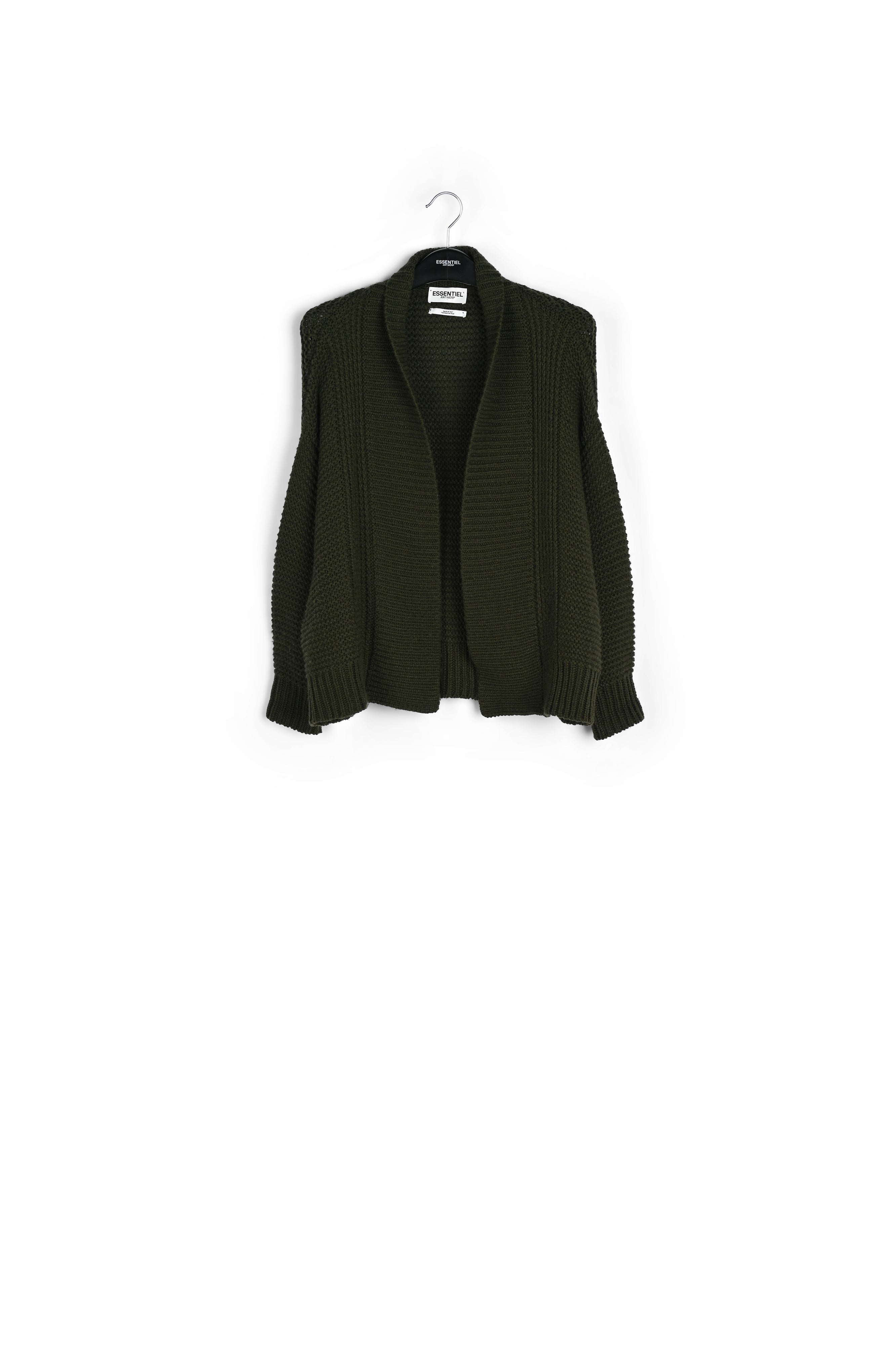 Pine green big sleeves knit cardigan RE—SSENTIEL | Essentiel second hand