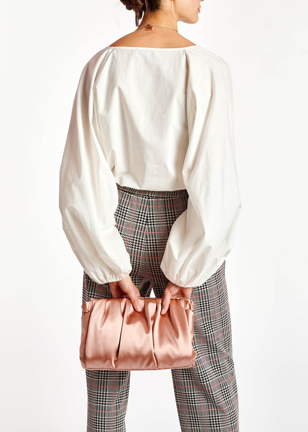 White V-neck top with puffed sleeves RE—SSENTIEL | Essentiel second hand