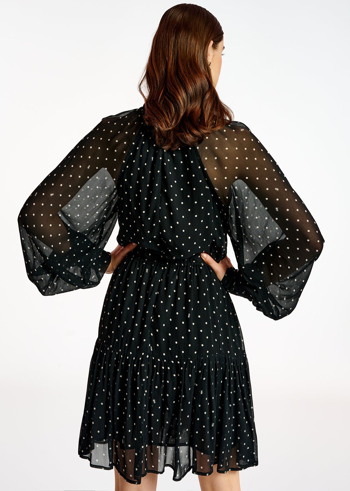 Black and off-white dotted mini dress RE—SSENTIEL | Essentiel second hand