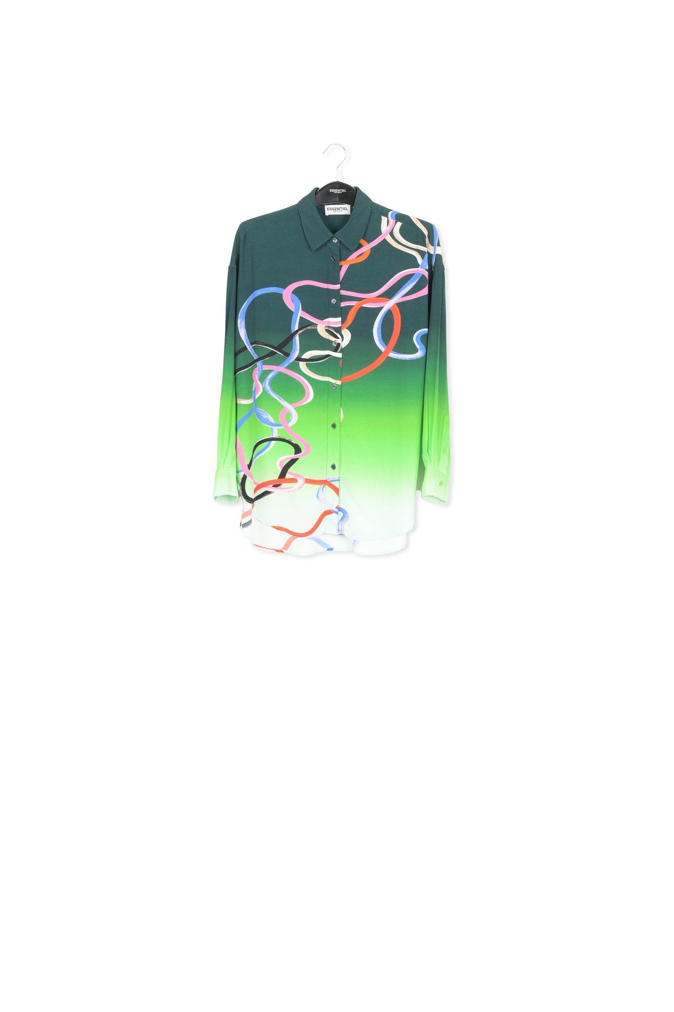 Green shirt with multicolor abstract print RE—SSENTIEL | Essentiel second hand