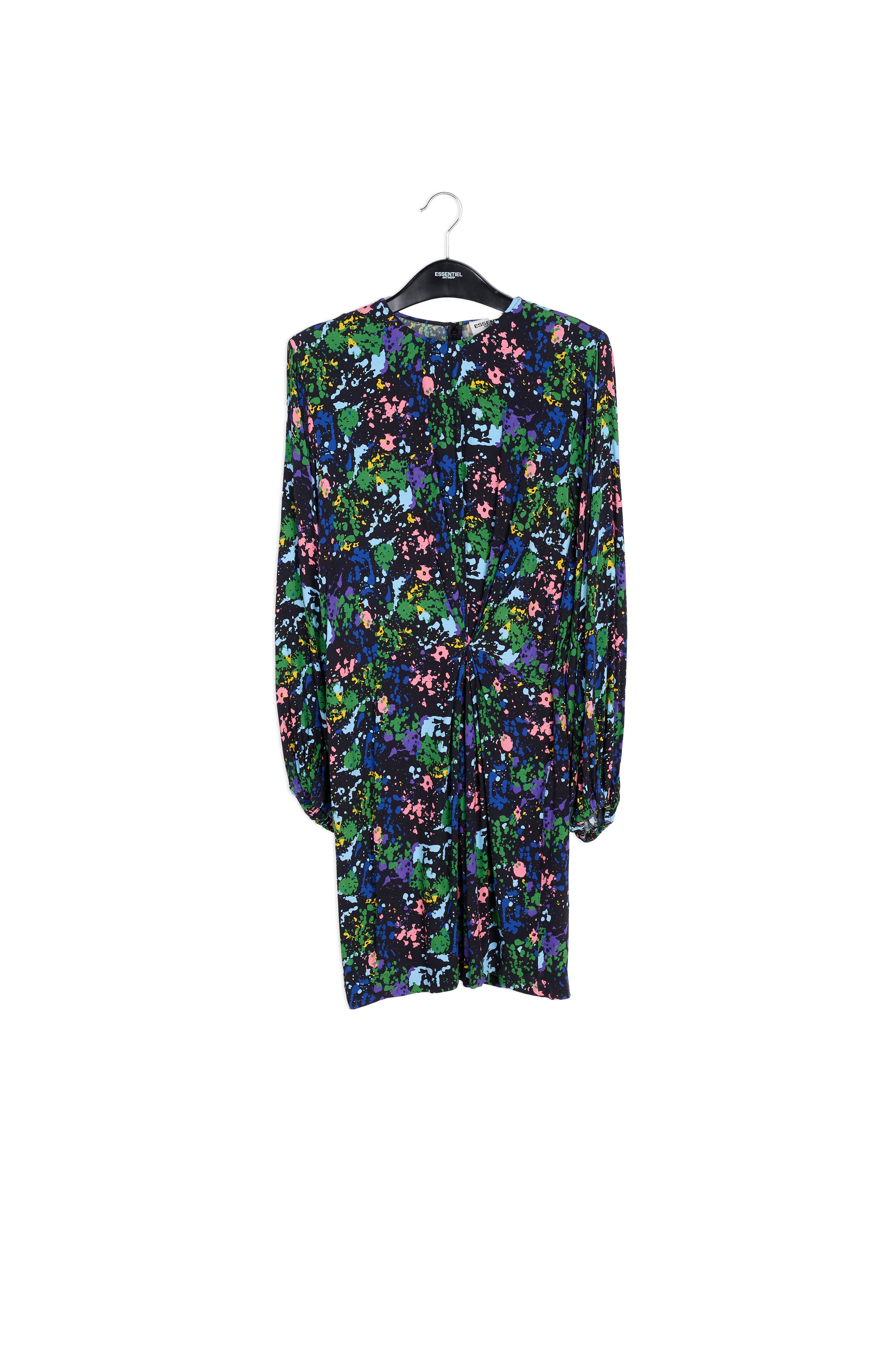 Black and blue floral print mini dress RE—SSENTIEL | Essentiel second hand