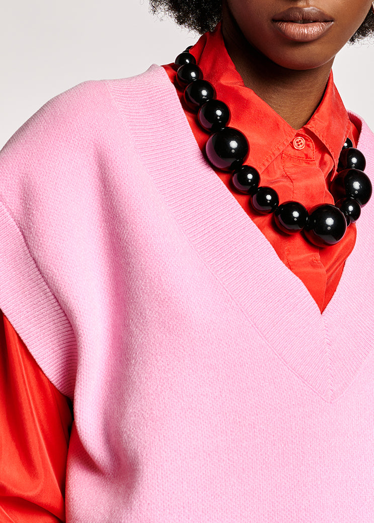 Roze gebreid vest zonder mouwen RE—SSENTIEL | Essentiel second hand