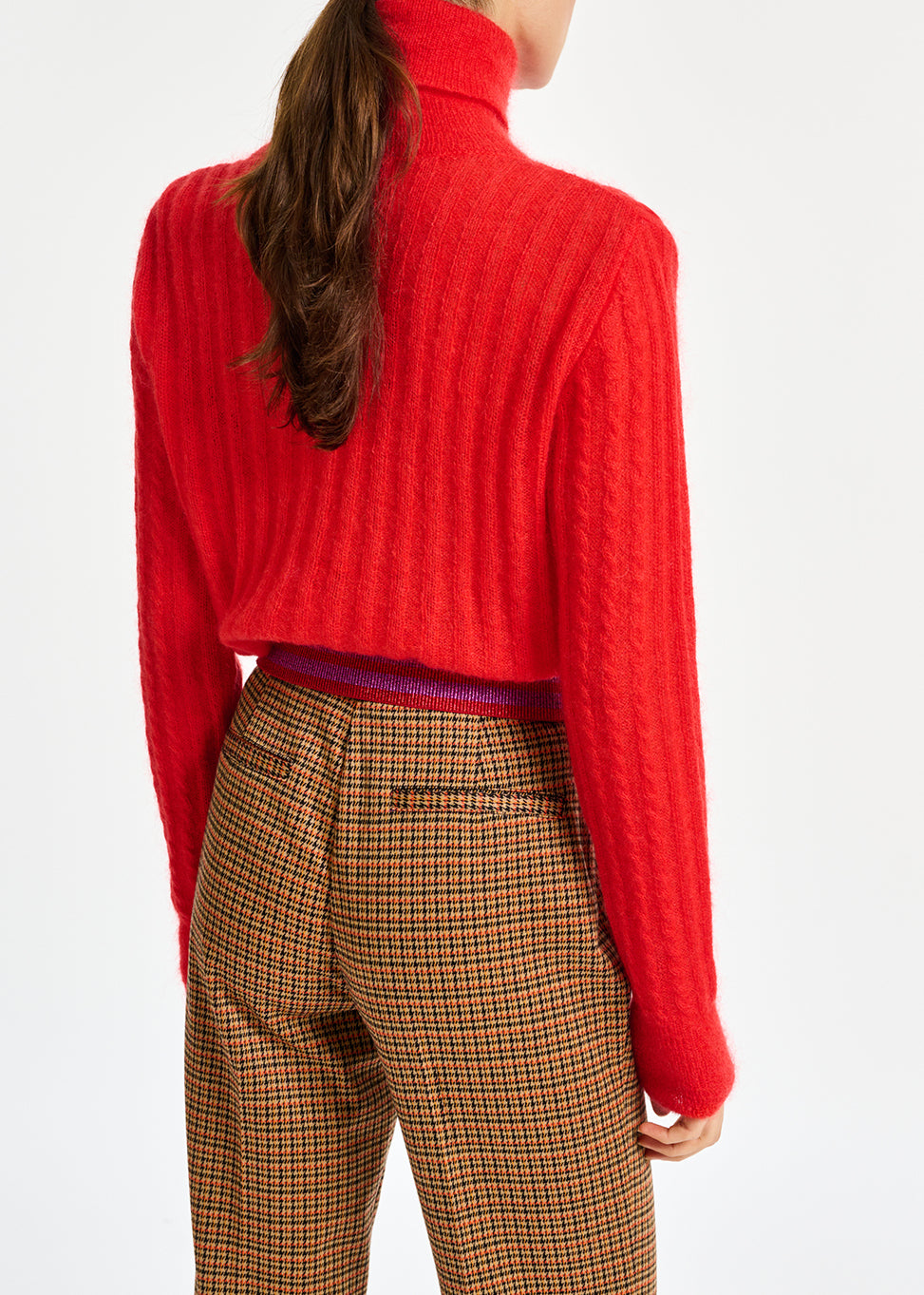 Red cable-knitted turtleneck sweater RE—SSENTIEL | Essentiel second hand