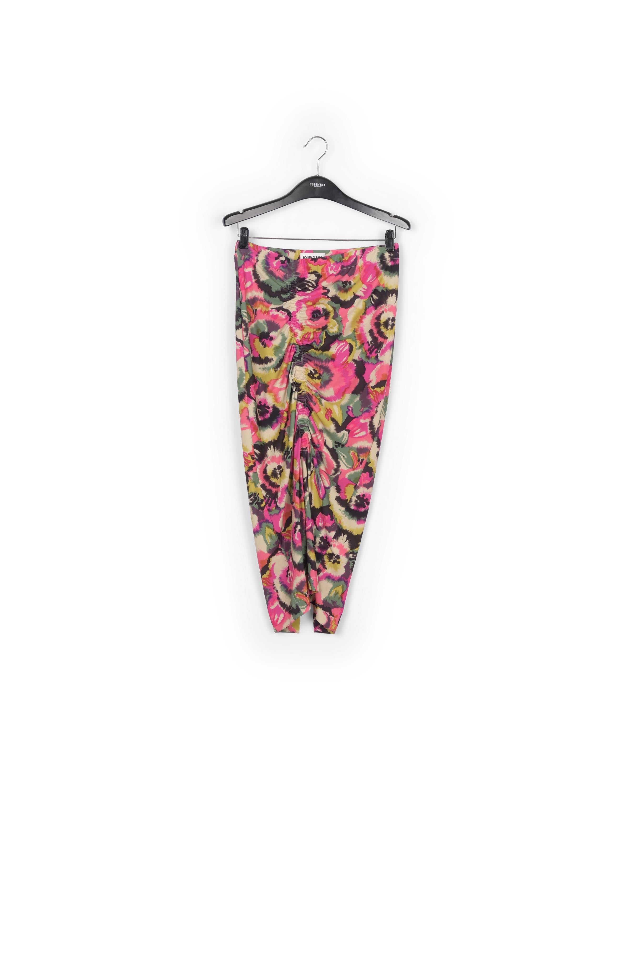 Multicolor floral-print ruched stretch-jersey midi skirt RE—SSENTIEL | Essentiel second hand