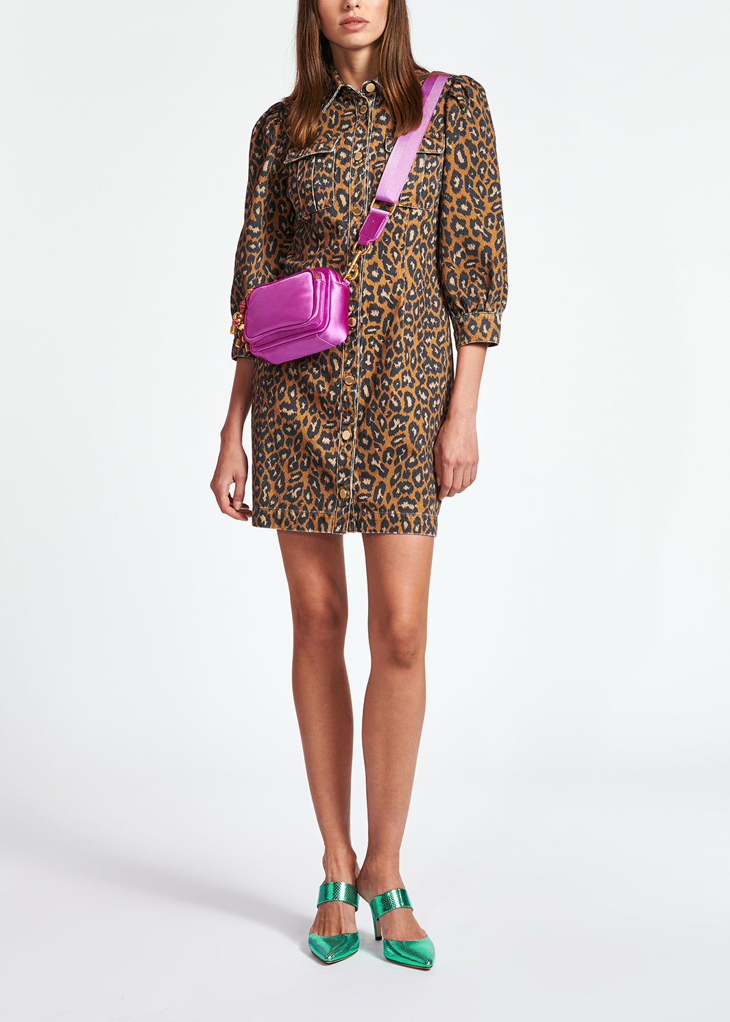 Mini robe jean à  imprimé léopard RE—SSENTIEL | Essentiel second hand