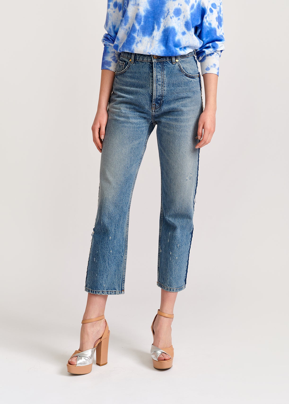 Jean bleu foncé délavé à taille haute RE—SSENTIEL | Essentiel second hand