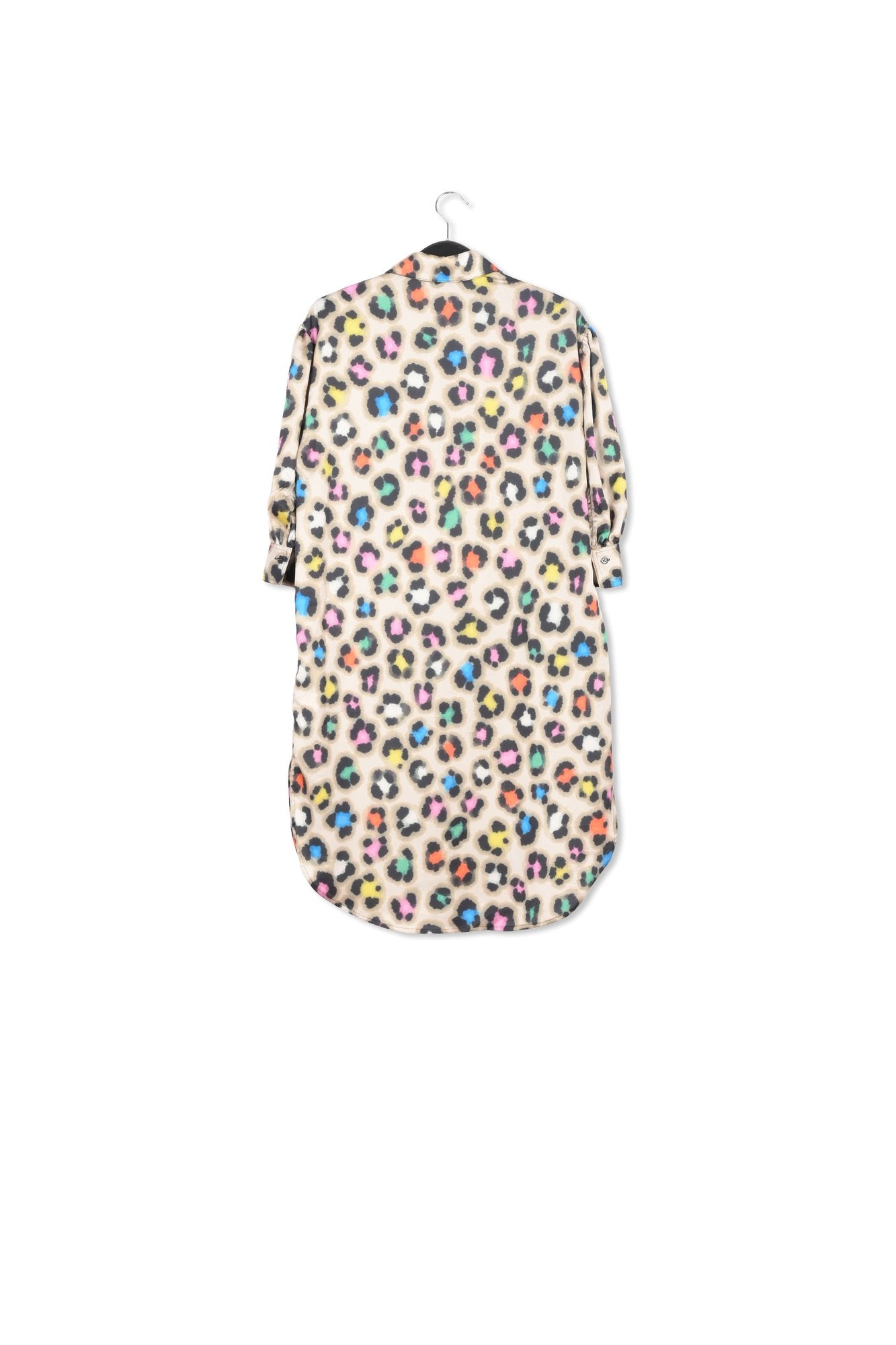 Beige knee-length shirt dress with multicolor leopard print RE—SSENTIEL | Essentiel second hand