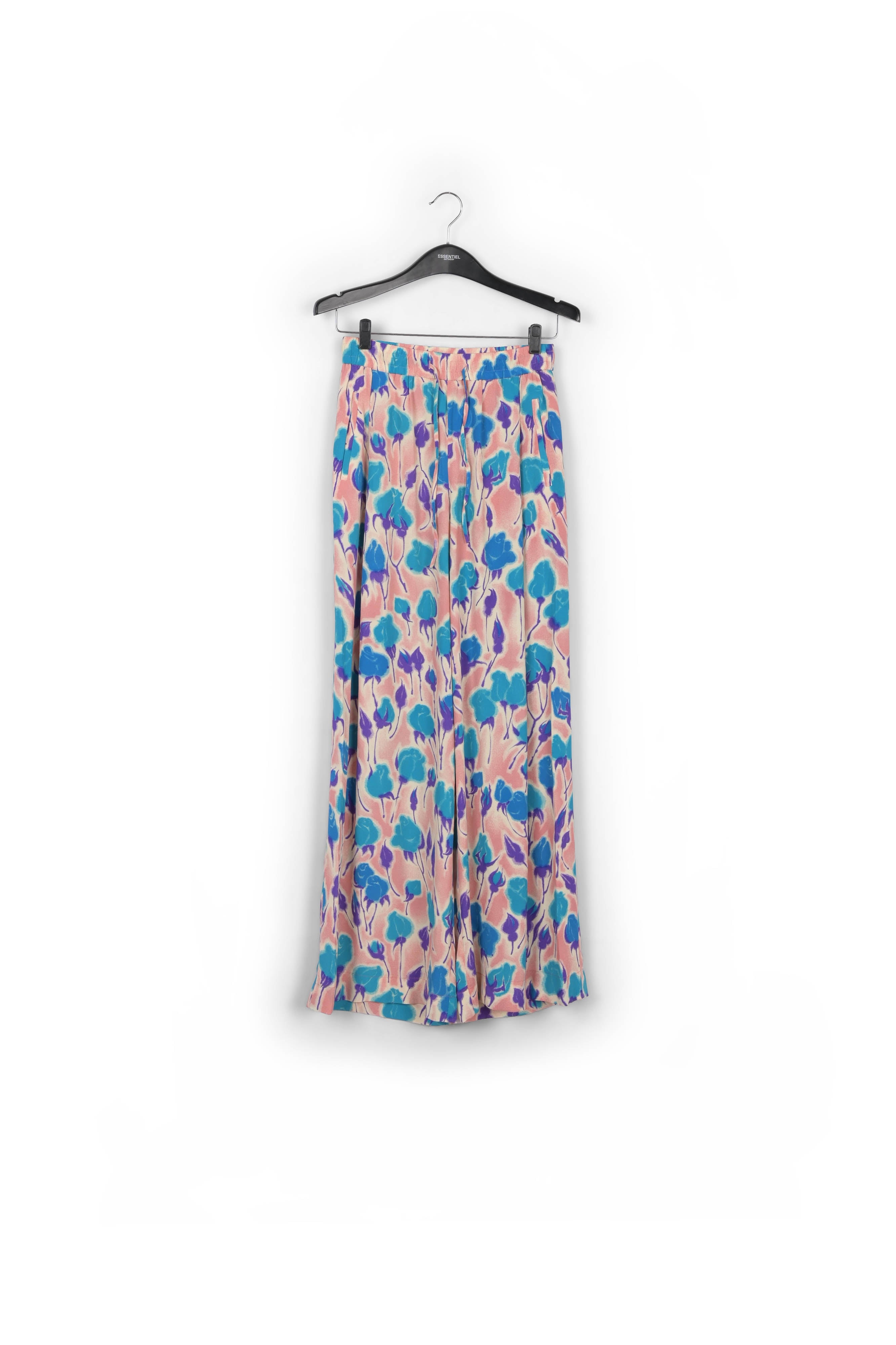 Light pink, blue and purple floral print wide-leg pants RE—SSENTIEL | Essentiel second hand