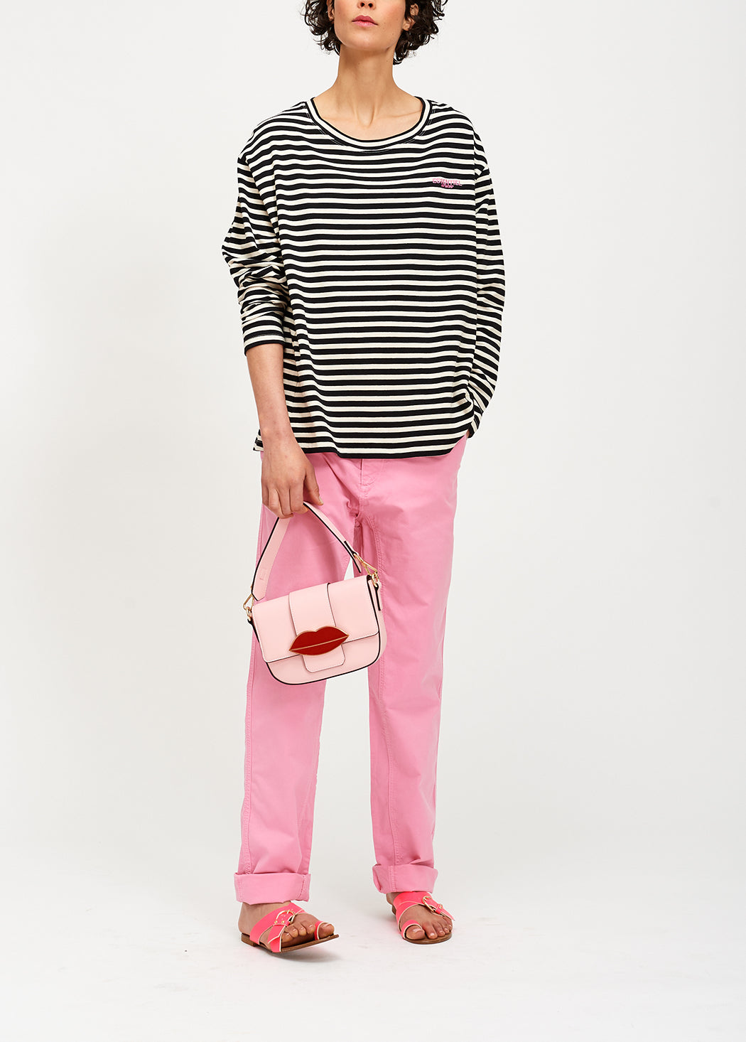 Black and white striped t-shirt with essentiel logo RE—SSENTIEL | Essentiel second hand