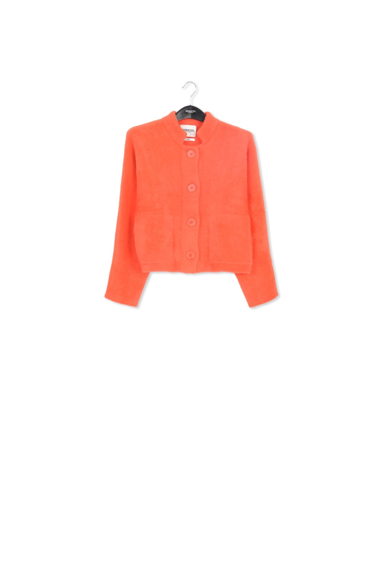 Red fuzzy knitted cardigan RE—SSENTIEL | Essentiel second hand