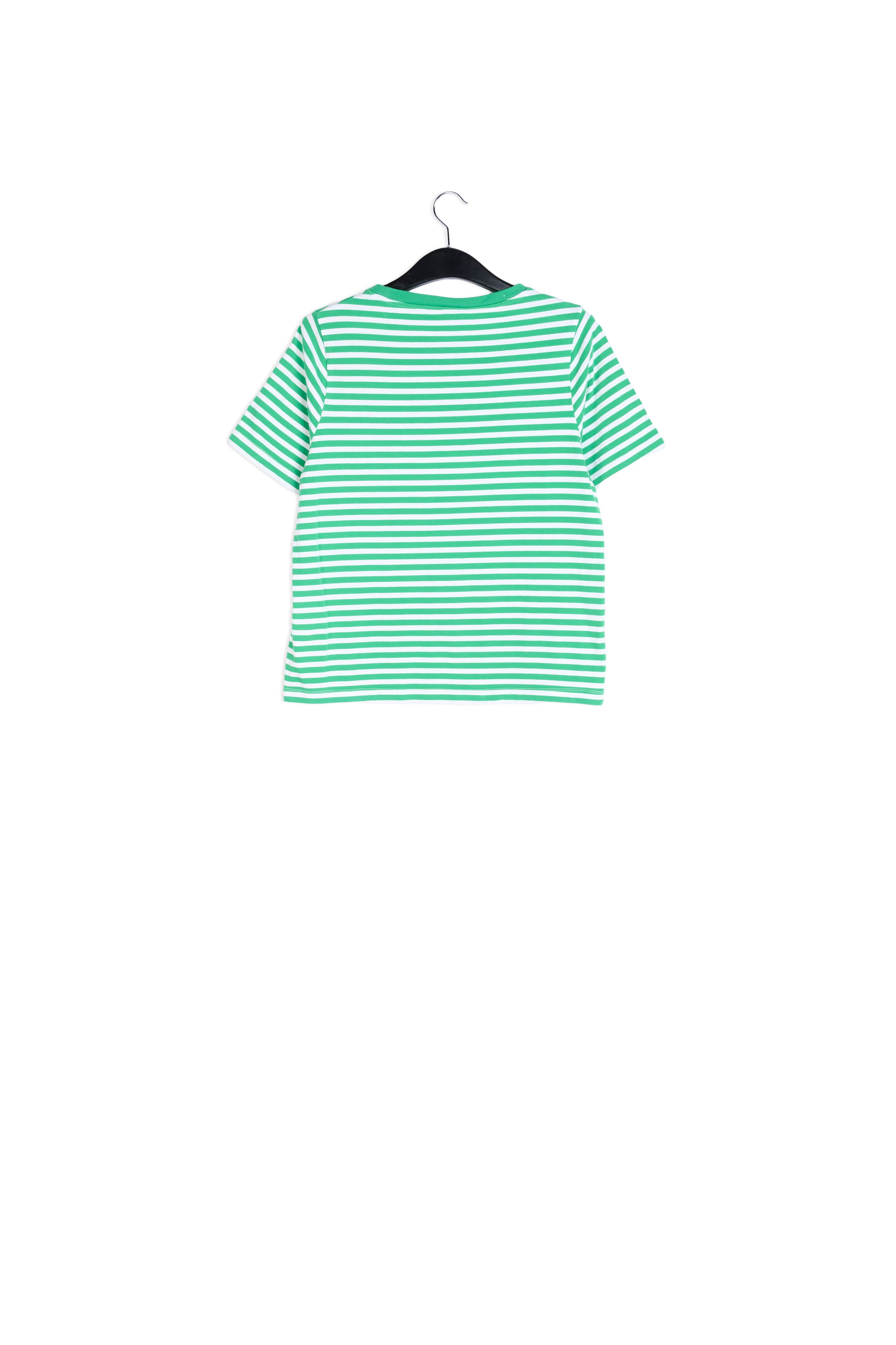 Green and white striped t-shirt with future print RE—SSENTIEL | Essentiel second hand