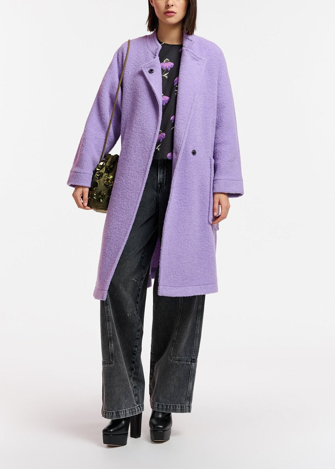 Black oversized top with floral print RE—SSENTIEL | Essentiel second hand