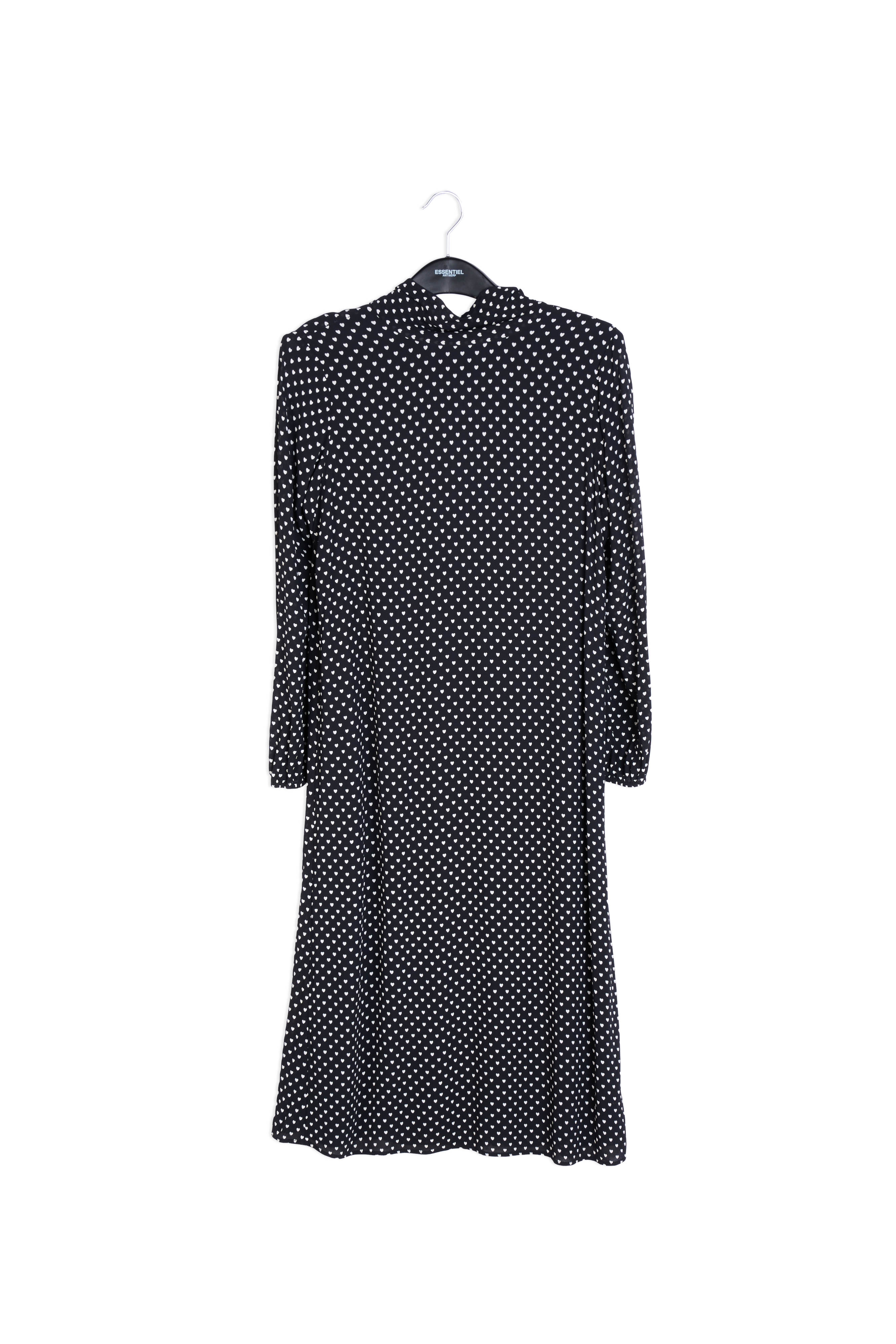 Zwarte halflange jurk met hartjes RE—SSENTIEL | Essentiel second hand