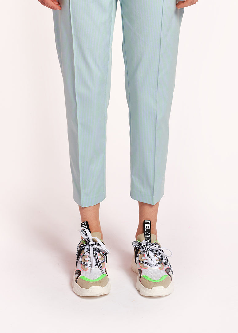 Light blue plaid cotton-blend pants RE—SSENTIEL | Essentiel second hand