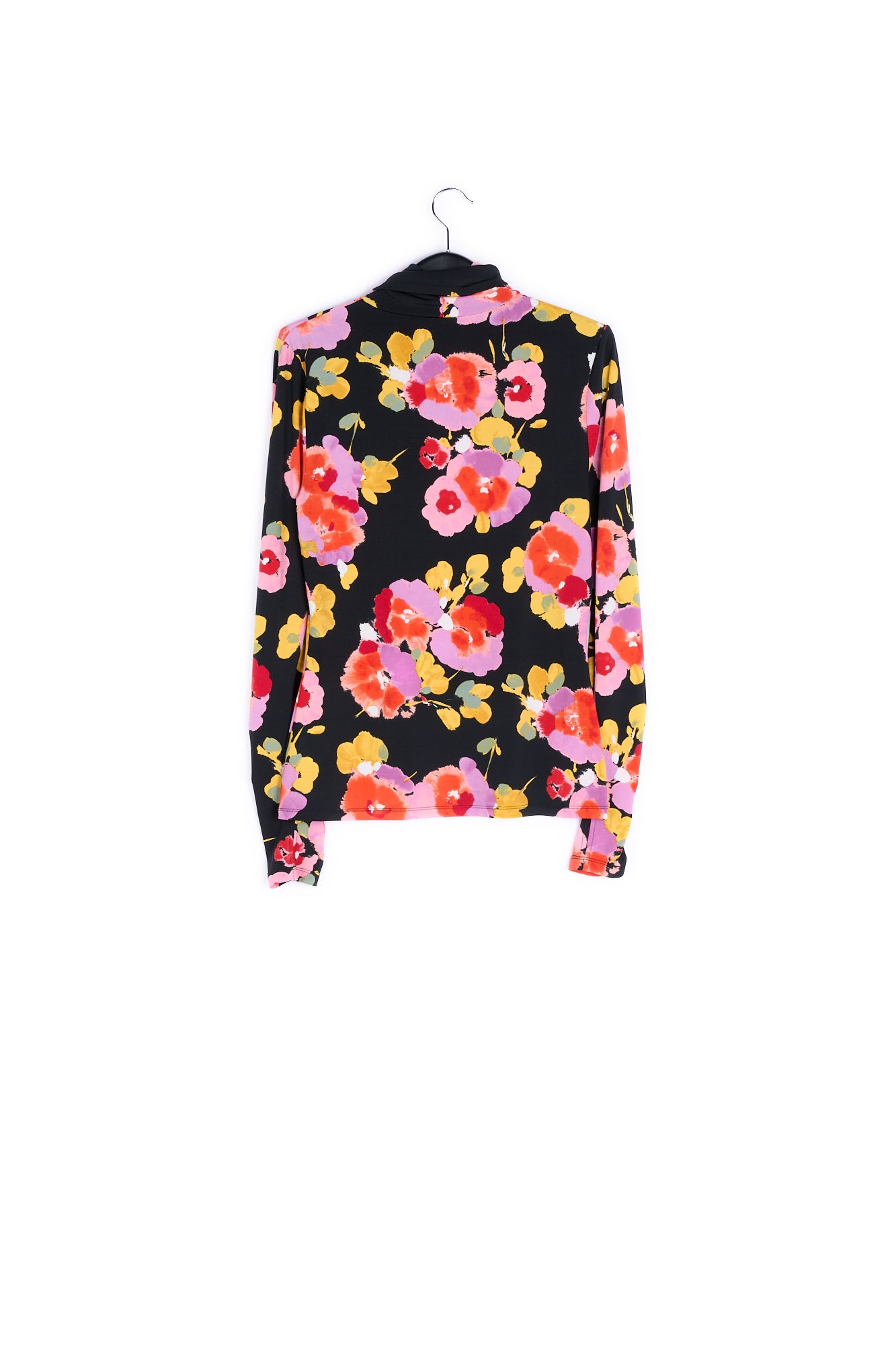 Black turtleneck top with floral-print RE—SSENTIEL | Essentiel second hand