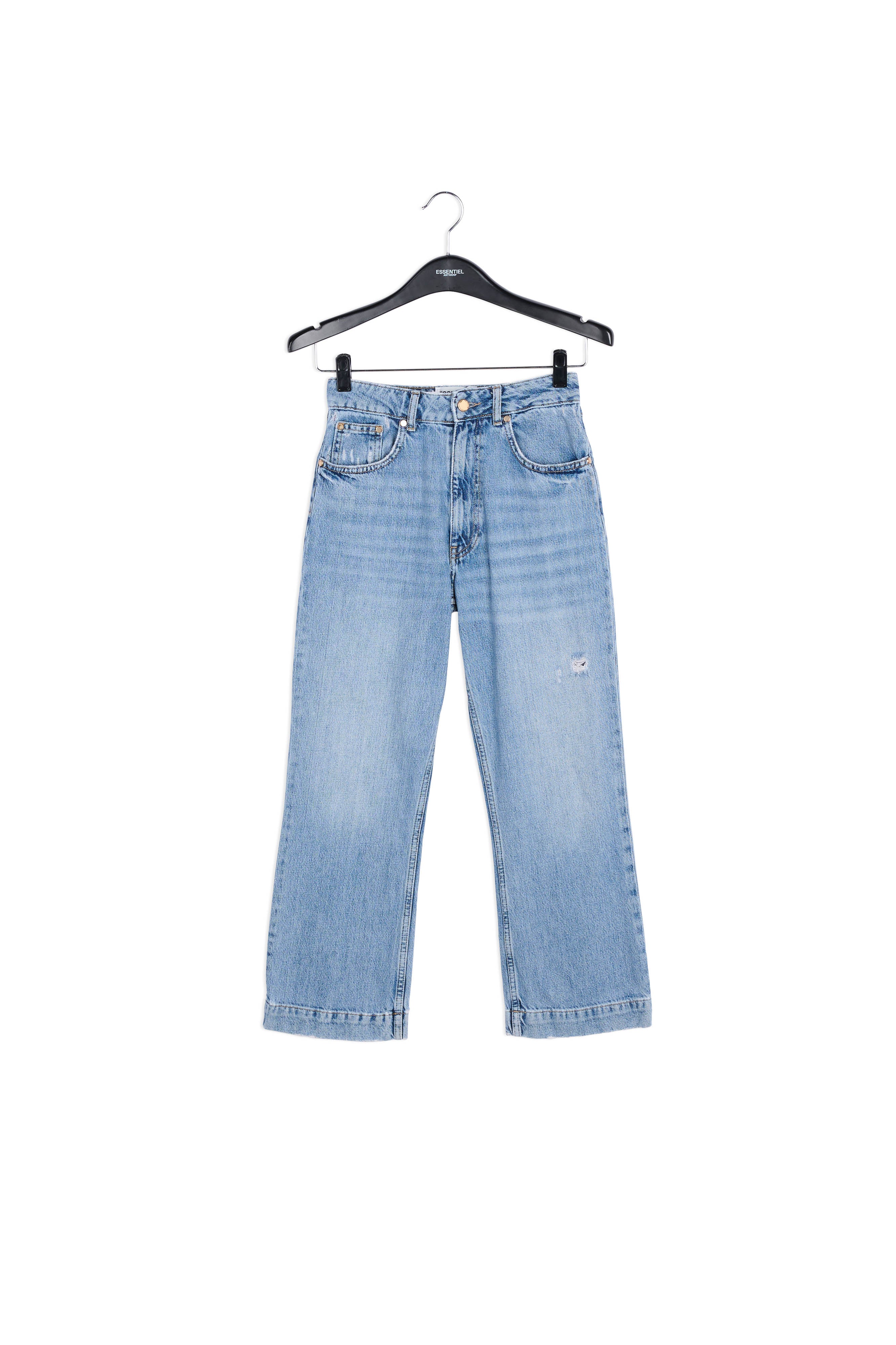 Blauwe 7/8ste jeans met hoge taille en wijdere pijpen RE—SSENTIEL | Essentiel second hand