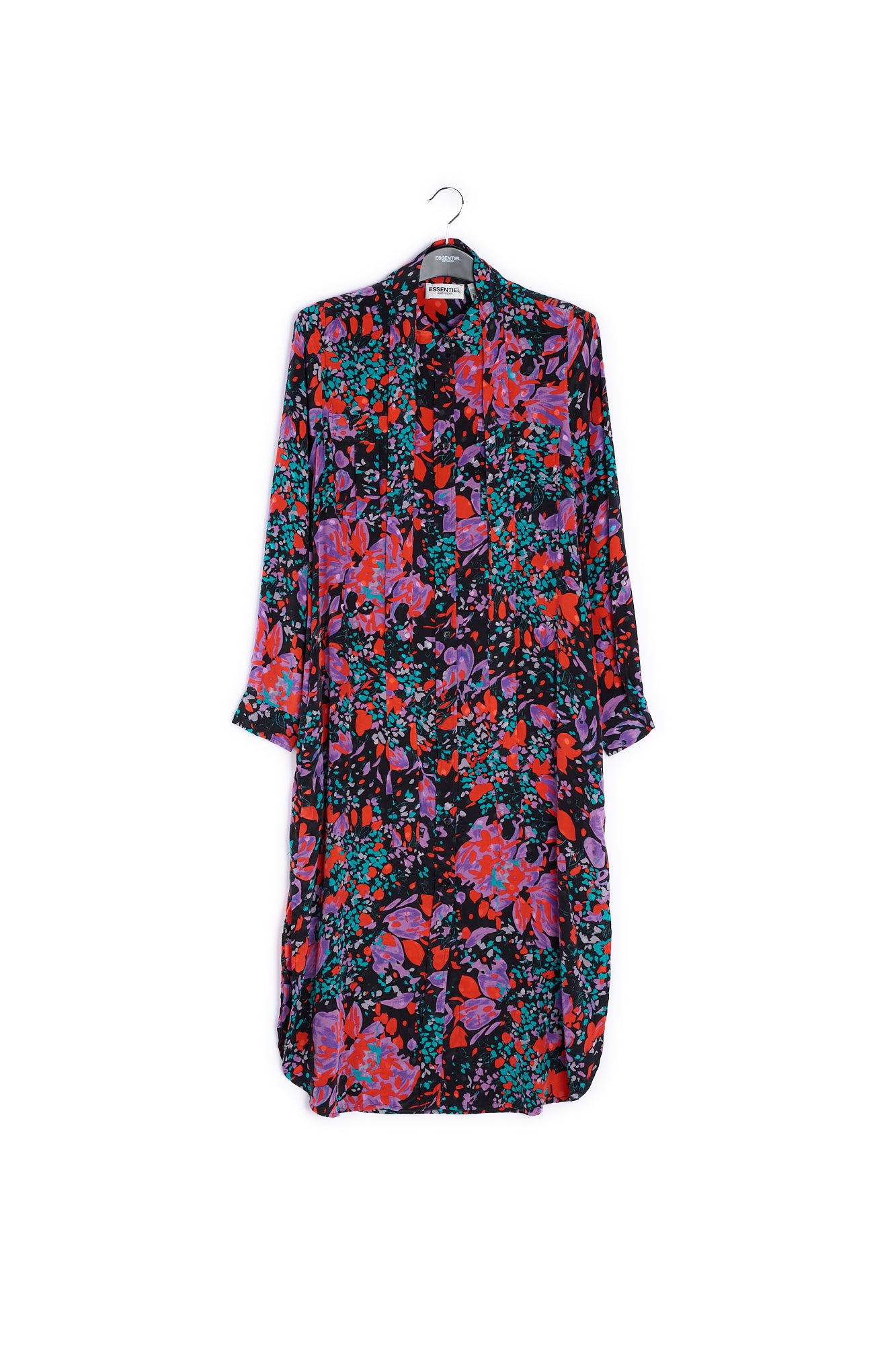 Black silk jacquard shirt dress RE—SSENTIEL | Essentiel second hand