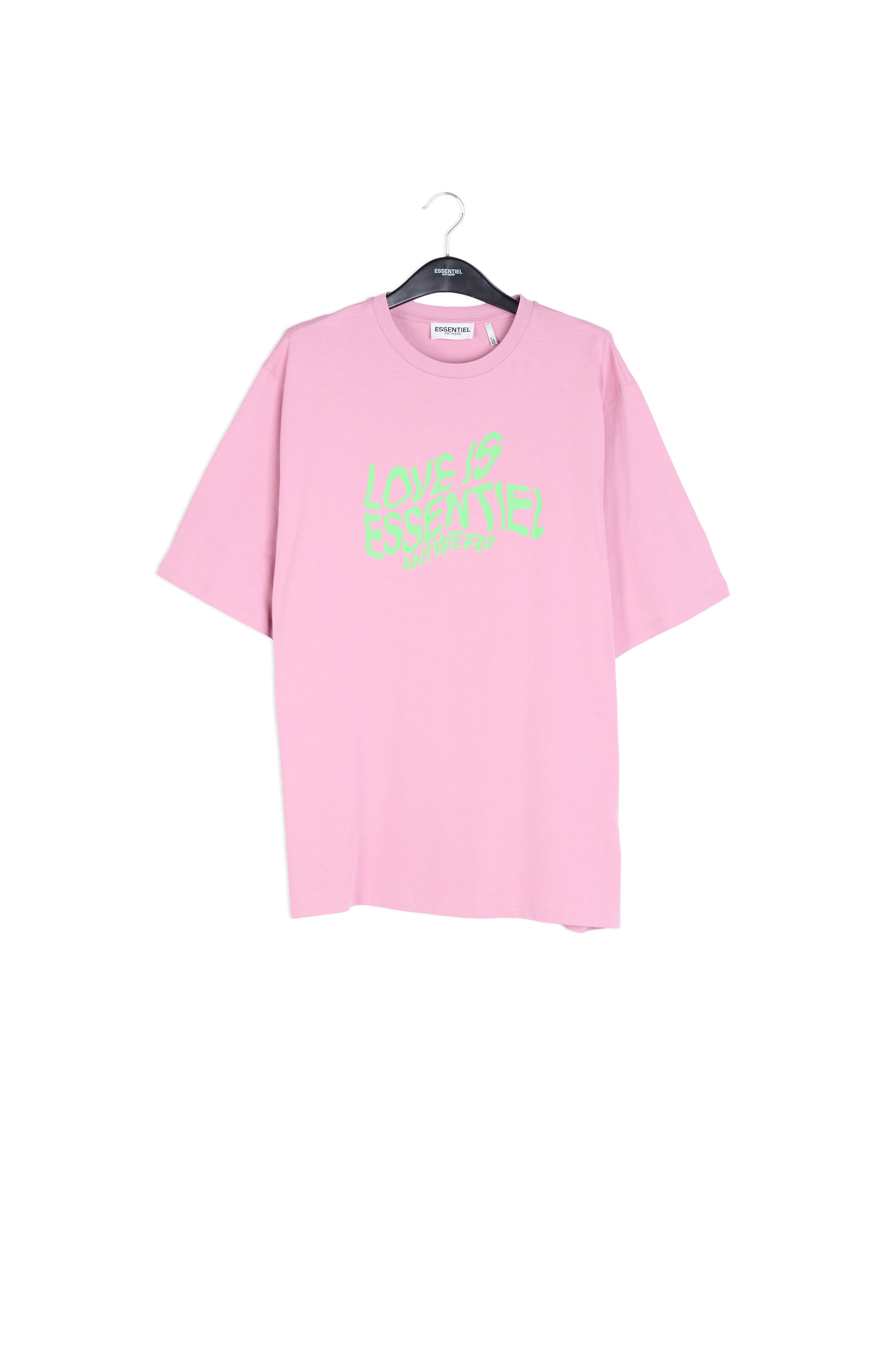 Dusty pink blurred slogan cotton-jersey oversized t-shirt RE—SSENTIEL | Essentiel second hand