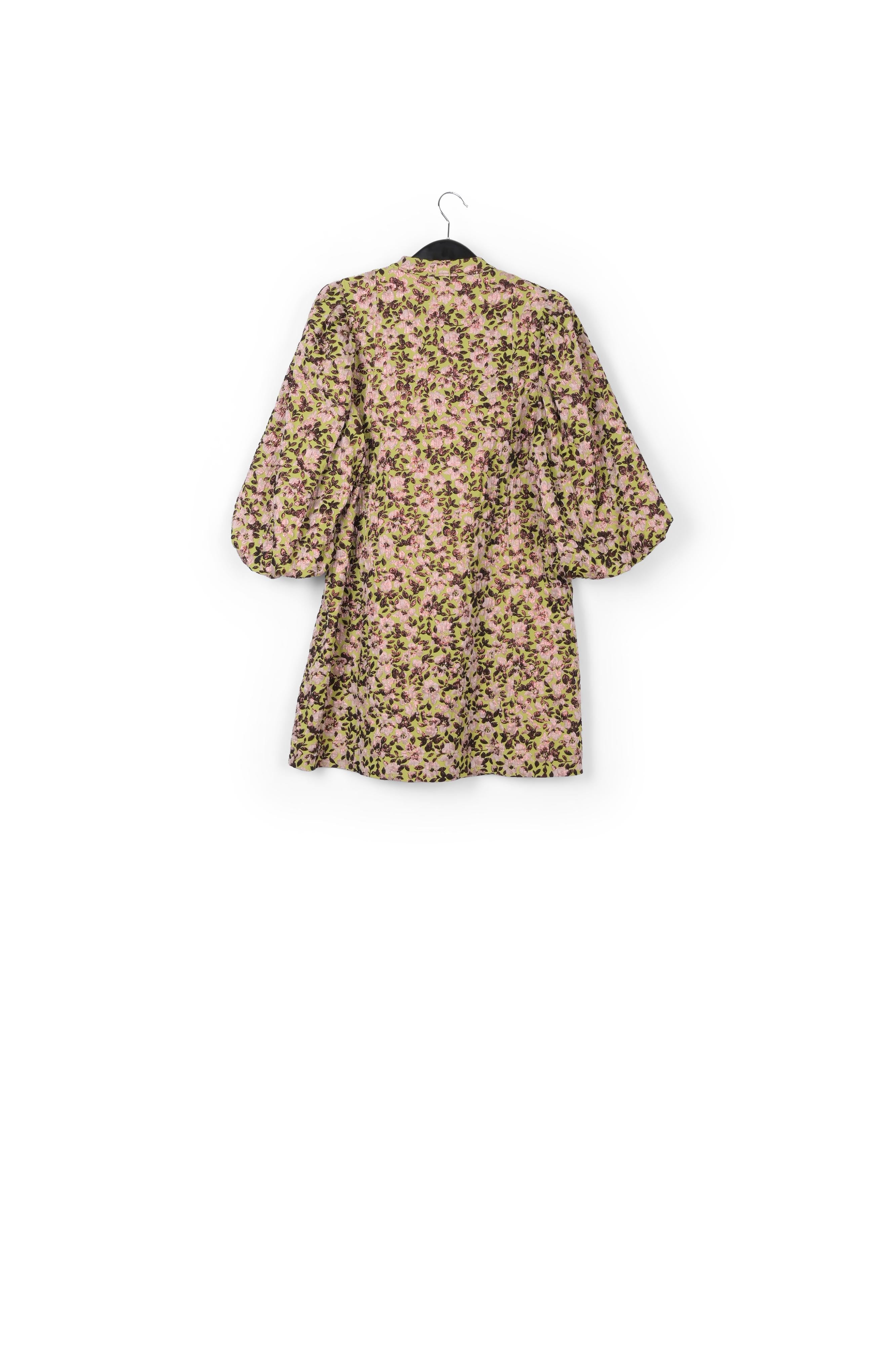 Green mini dress with metallic floral motif RE—SSENTIEL | Essentiel second hand