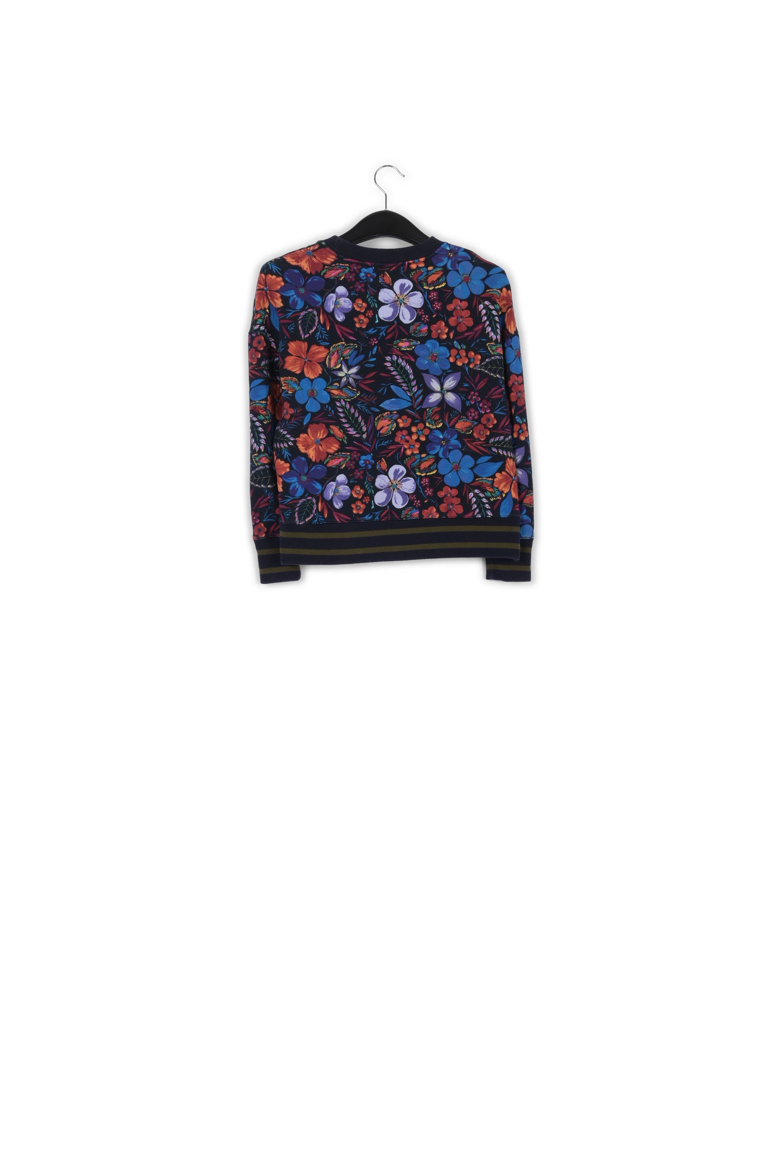 Dark blue sweatshirt with all-over floral print RE—SSENTIEL | Essentiel second hand