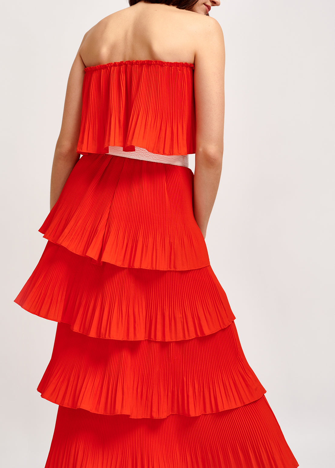 Orange tiered strapless dress RE—SSENTIEL | Essentiel second hand