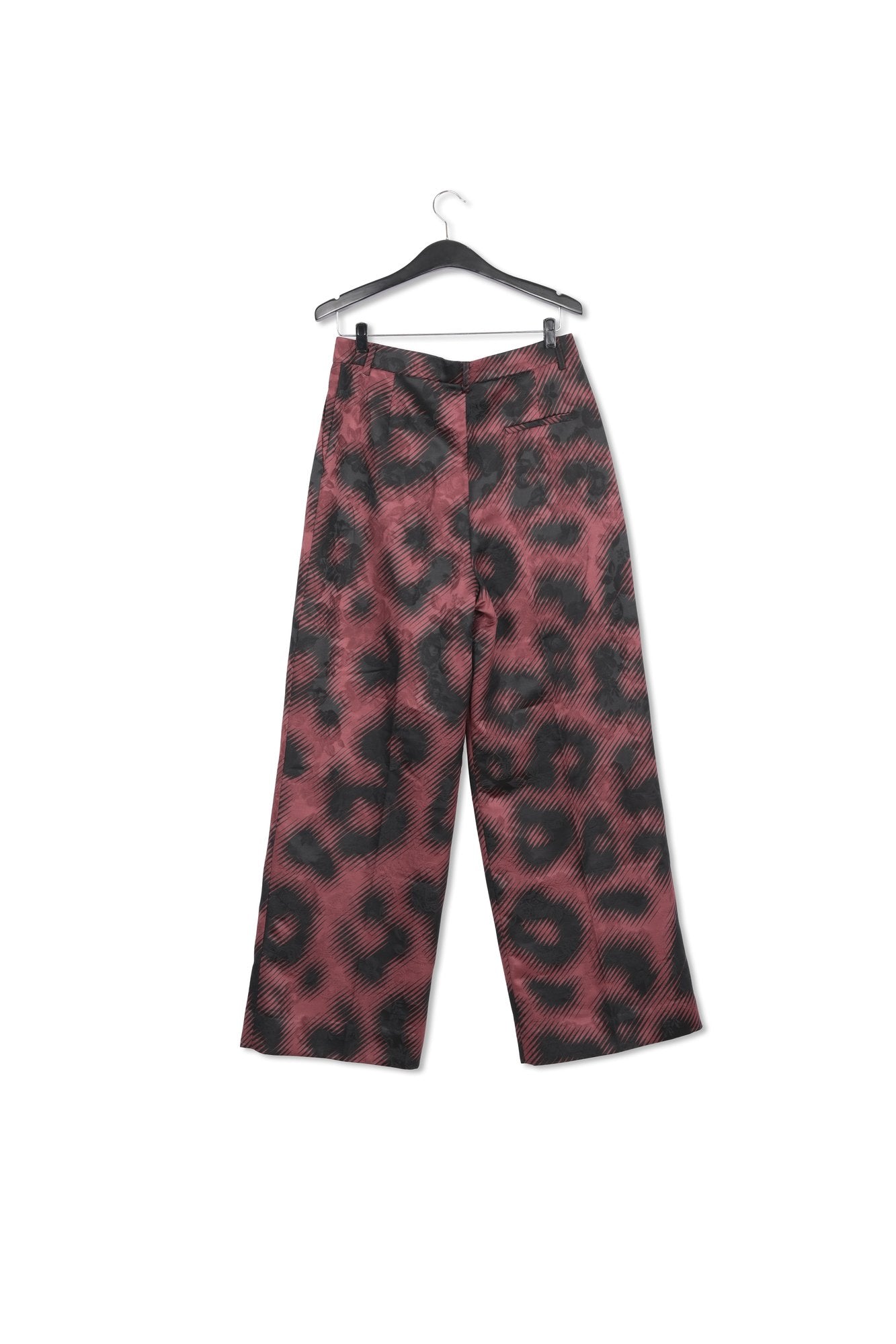 Brown jacquard belted pants with leopard print RE—SSENTIEL | Essentiel second hand
