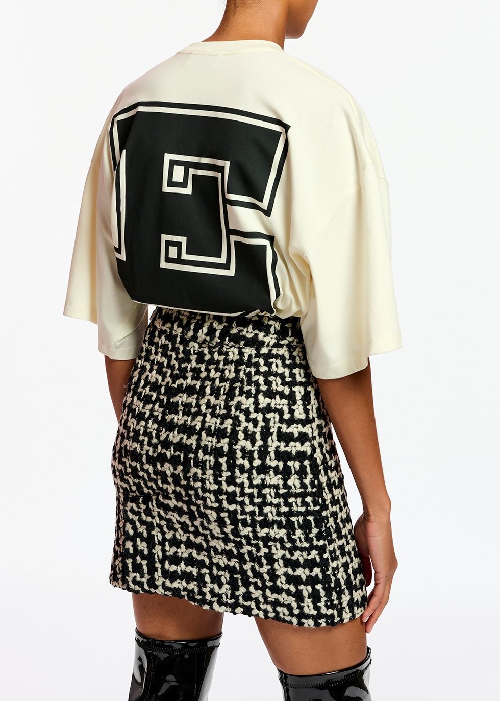 Black and off-white wool-blend tweed mini skirt RE—SSENTIEL | Essentiel second hand