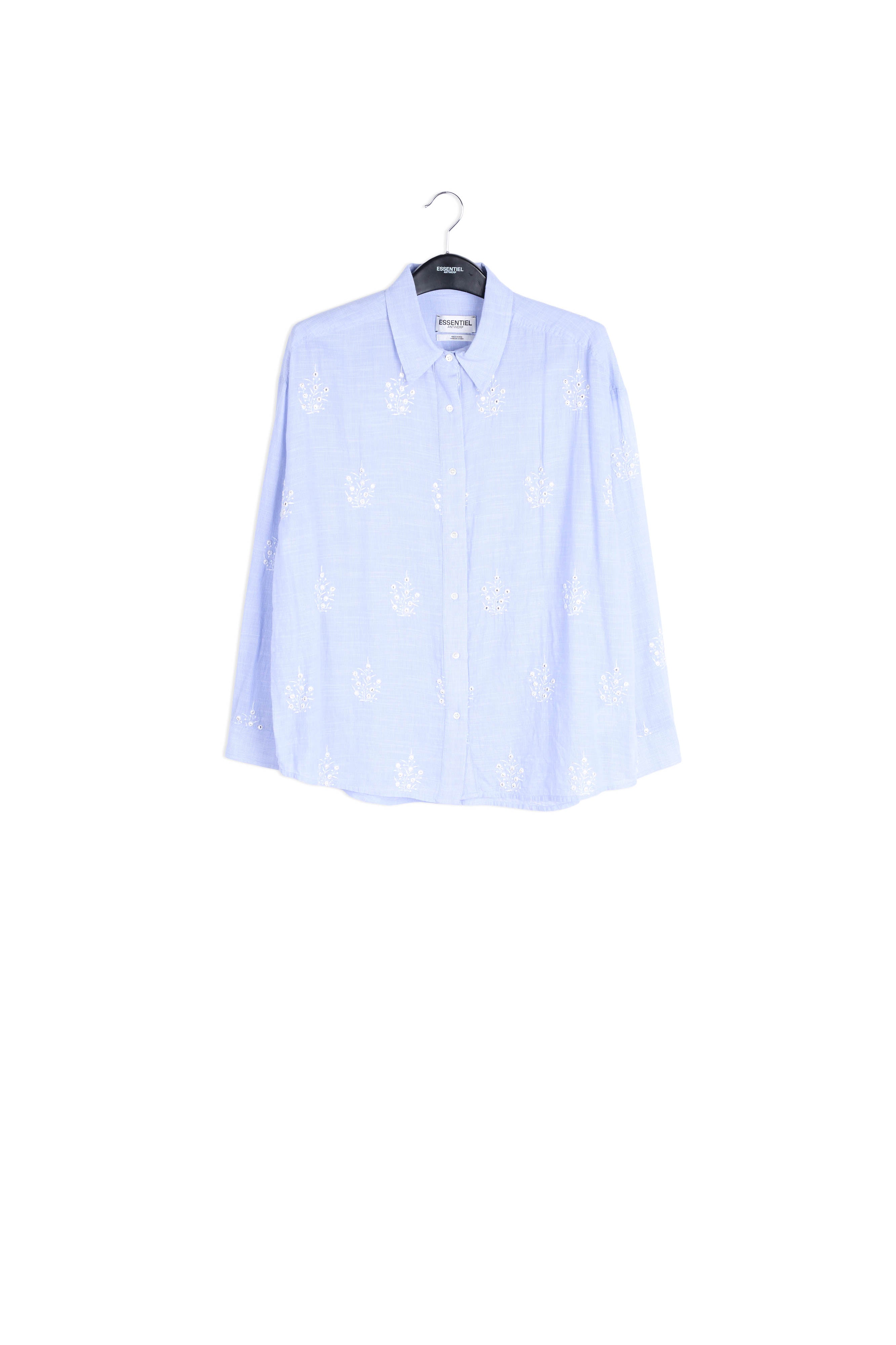 Light blue embellished embroidered cotton shirt RE—SSENTIEL | Essentiel second hand