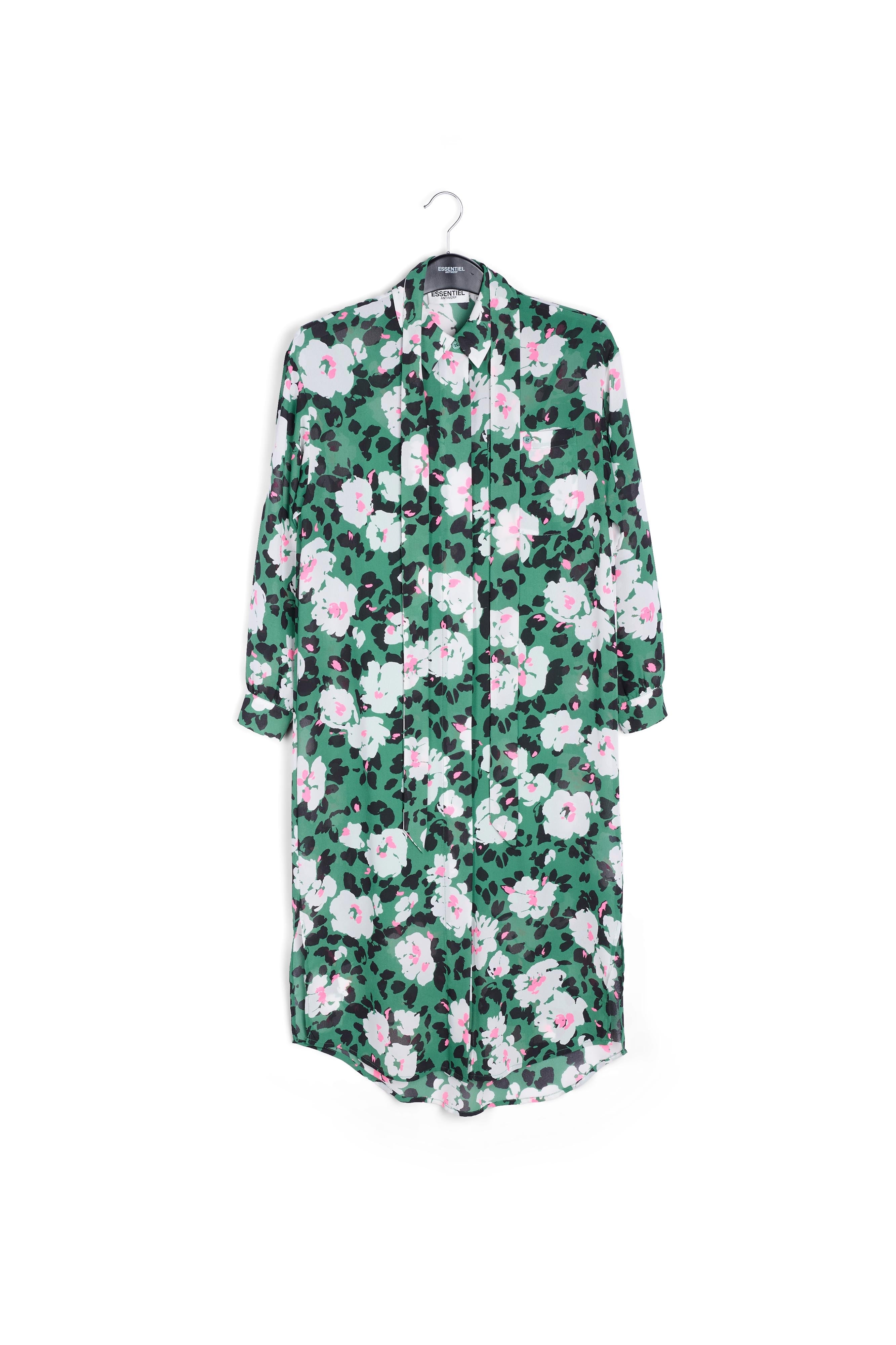 Groene hemdjurk met bloemenprint RE—SSENTIEL | Essentiel second hand