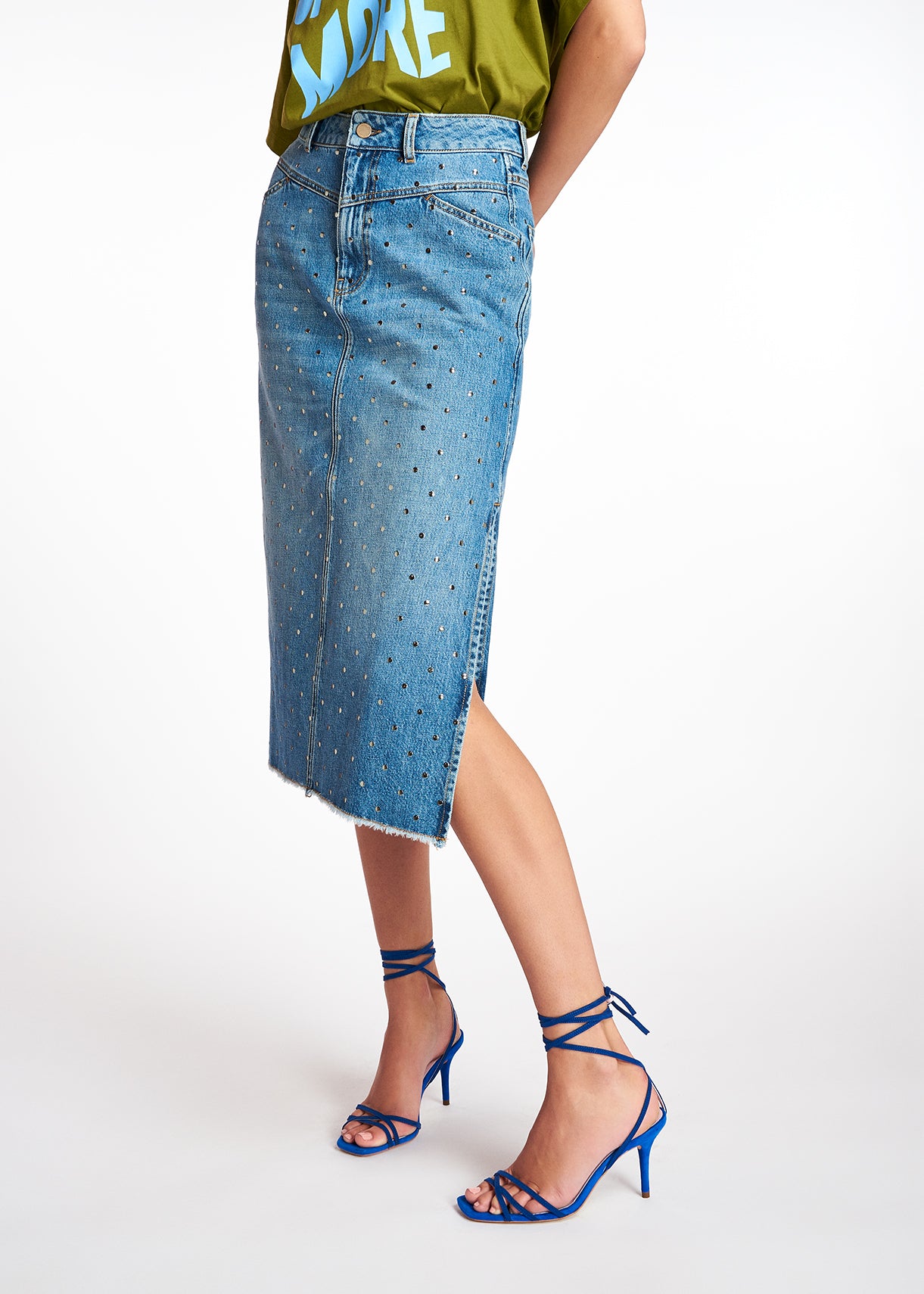 Studded denim pencil skirt RE—SSENTIEL | Essentiel second hand