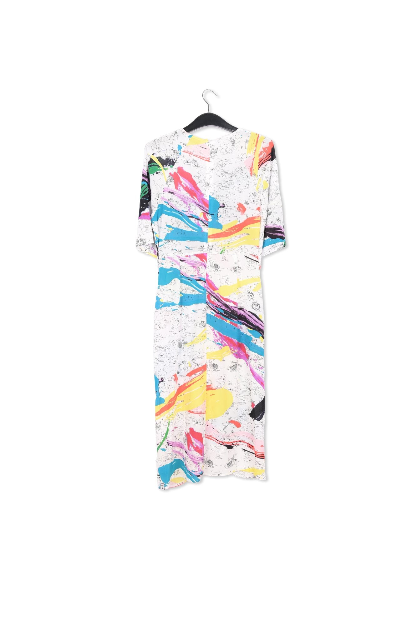 Robe midi blanc cassé à  imprimé multicolore RE—SSENTIEL | Essentiel second hand