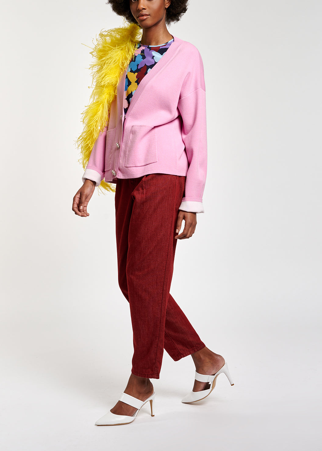 Pink cardigan with rhinestone buttons RE—SSENTIEL | Essentiel second hand