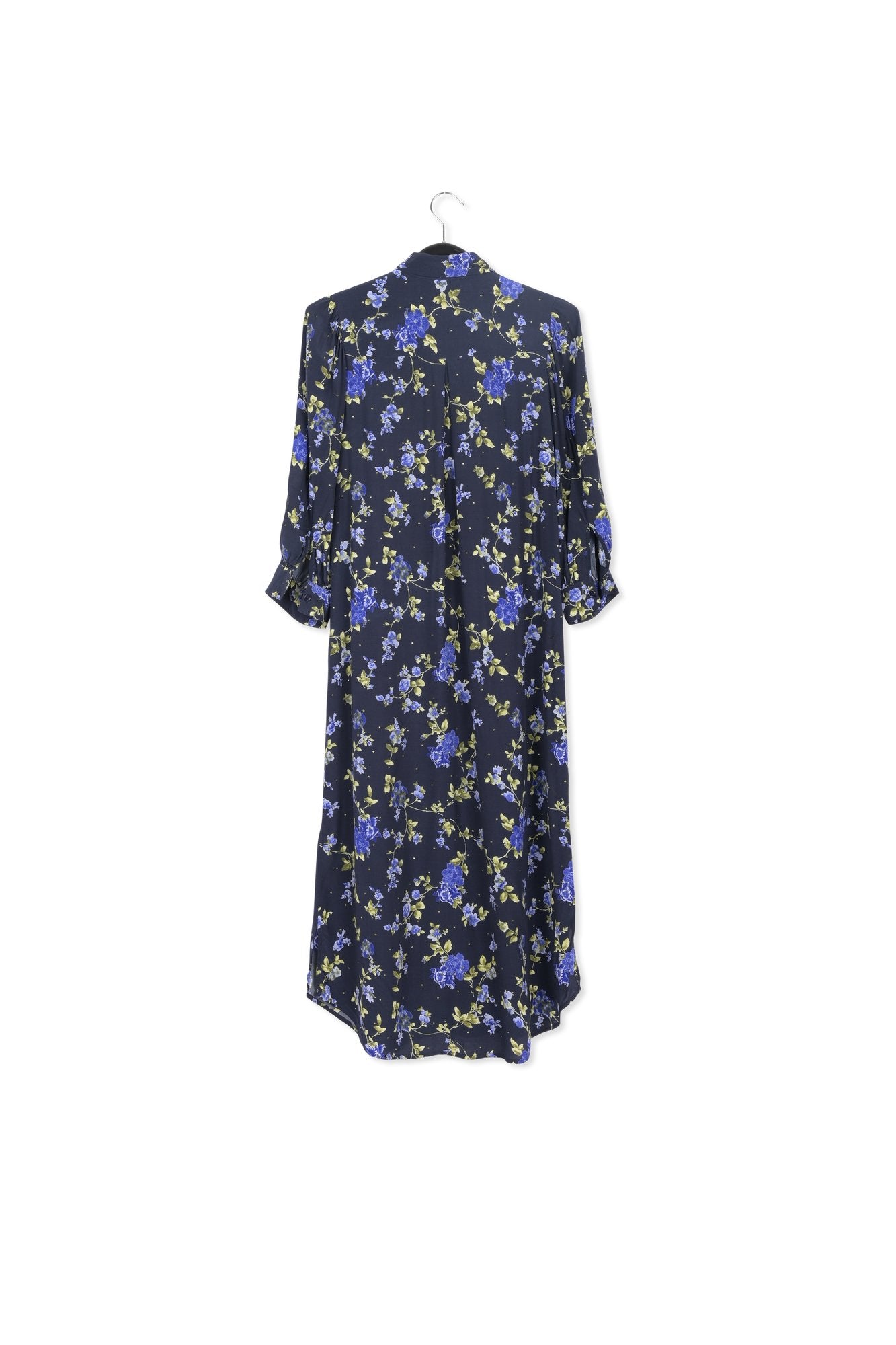 Dark blue floral print shirt dress RE—SSENTIEL | Essentiel second hand