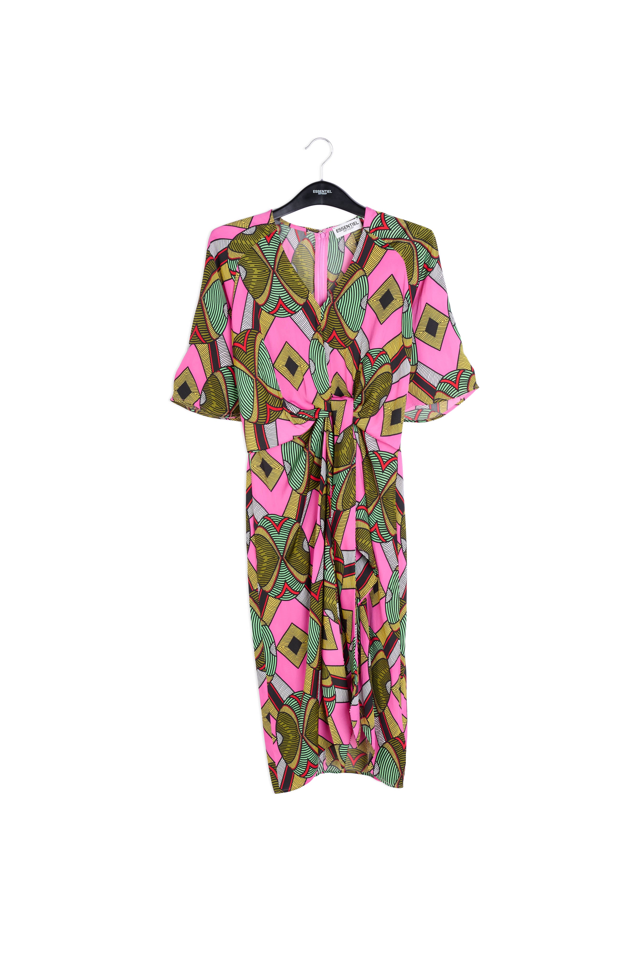 Kleurrijke midi-jurk met grafische print RE—SSENTIEL | Essentiel second hand