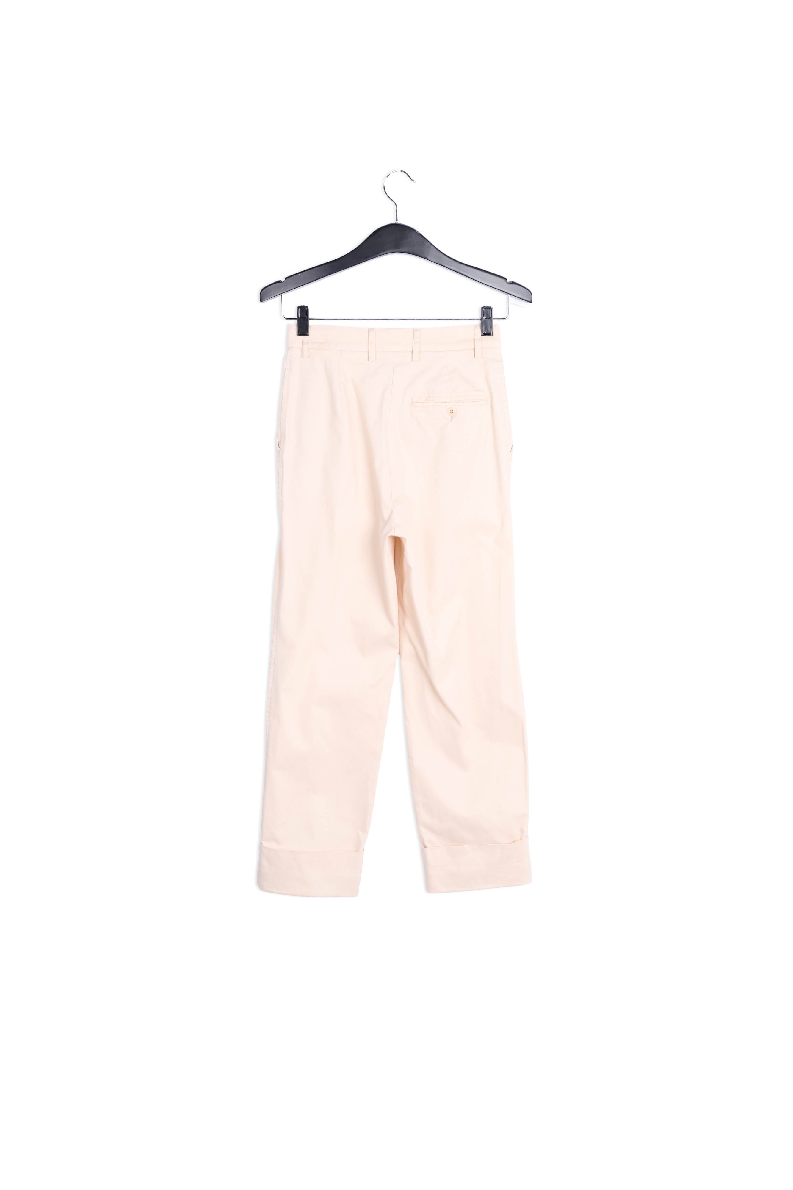 Beige katoenmix broek met rechte pijpen RE—SSENTIEL | Essentiel second hand
